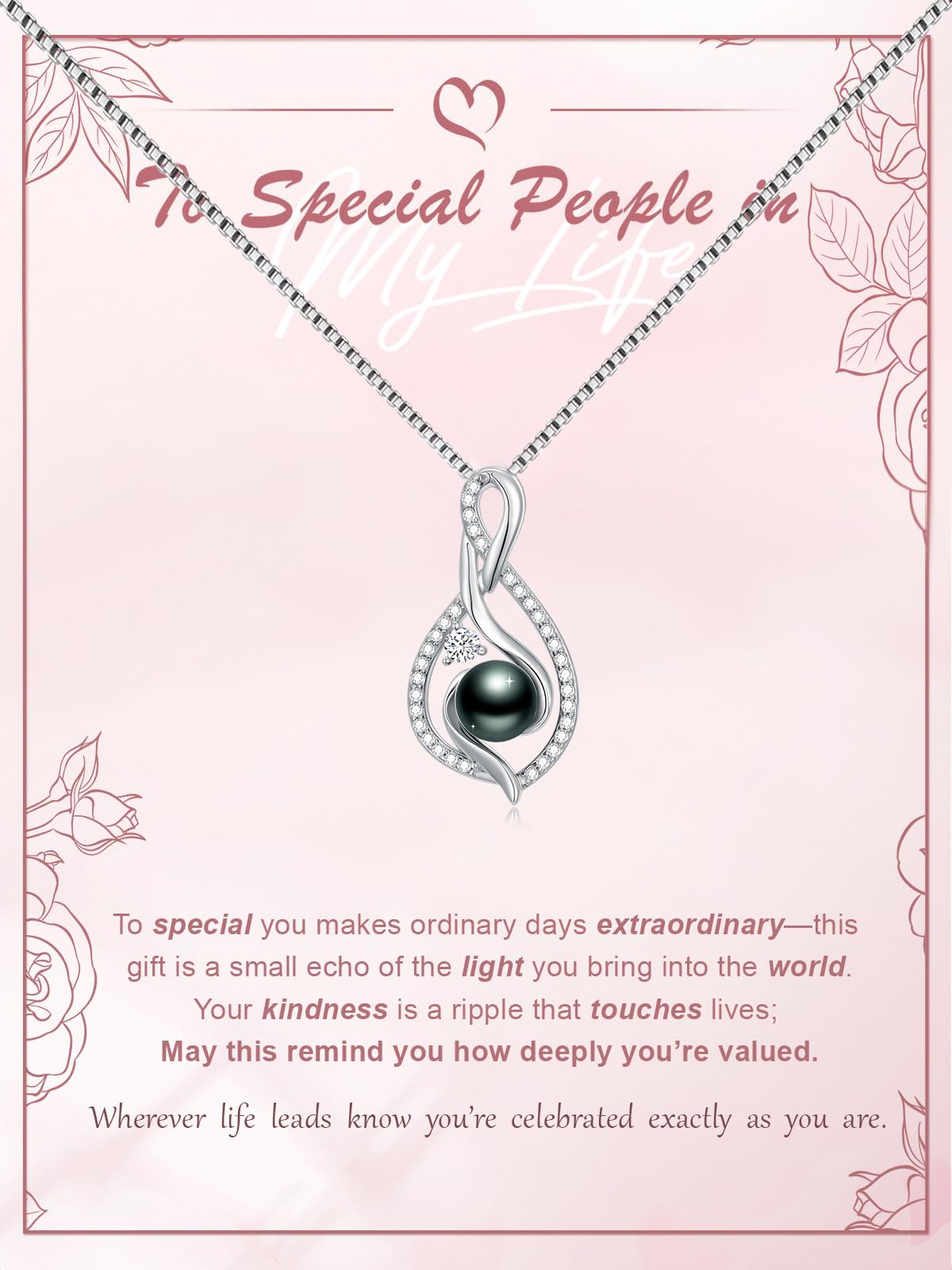 KANNSOAR 7MM Tahitian Black Pearl Necklace 18K Gold-Plating Sterling Silver Jewelry Wedding Birthday Anniversary Valentines Day Christmas Mothers Day Gifts for Wife Women Mom Lover Girlfriend Her