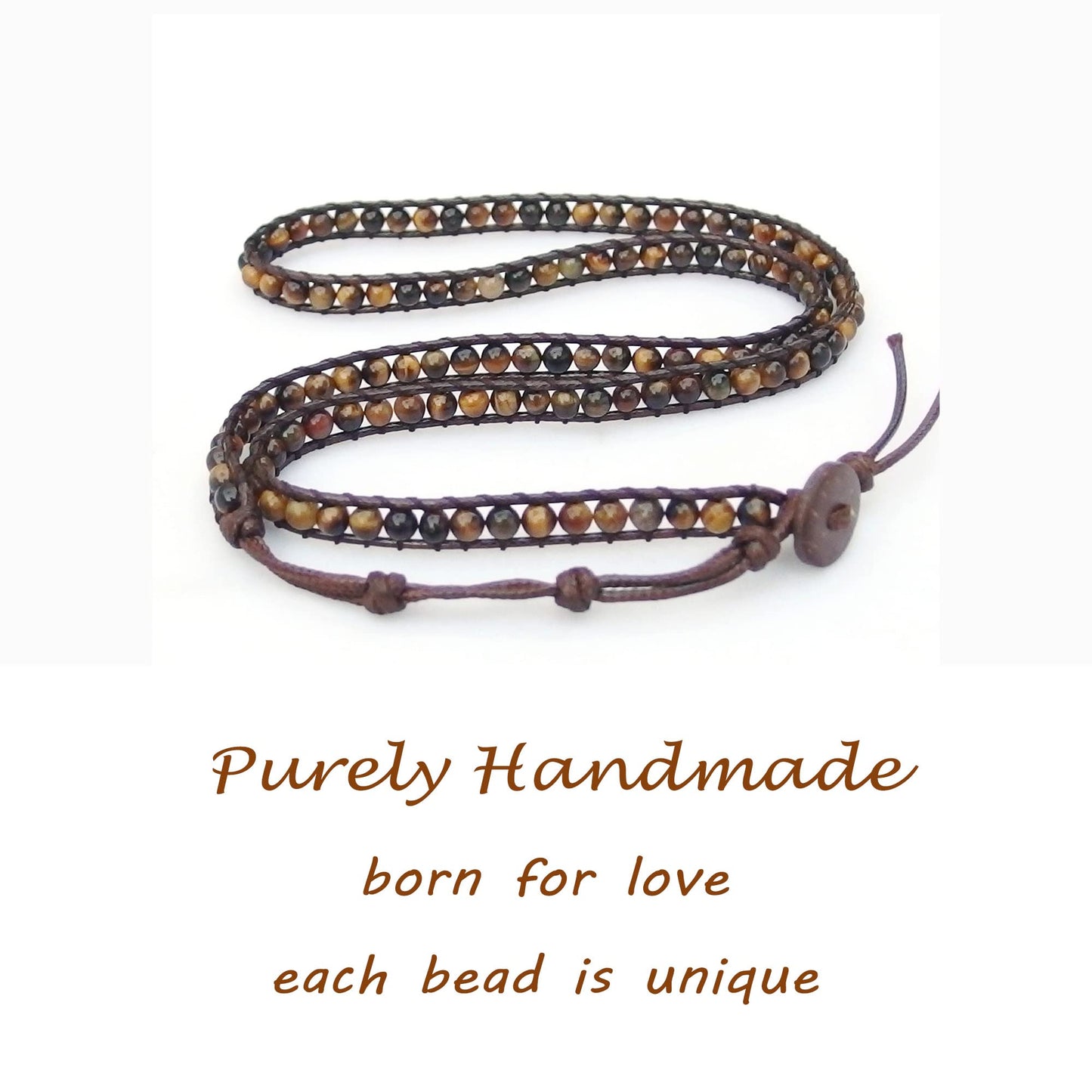 Ayriwoyi Tigers eye Bracelet Wrap Bracelets for Women Beaded Wrap Bracelet Crystal Healing Natural Stone Bracelet Adjustable