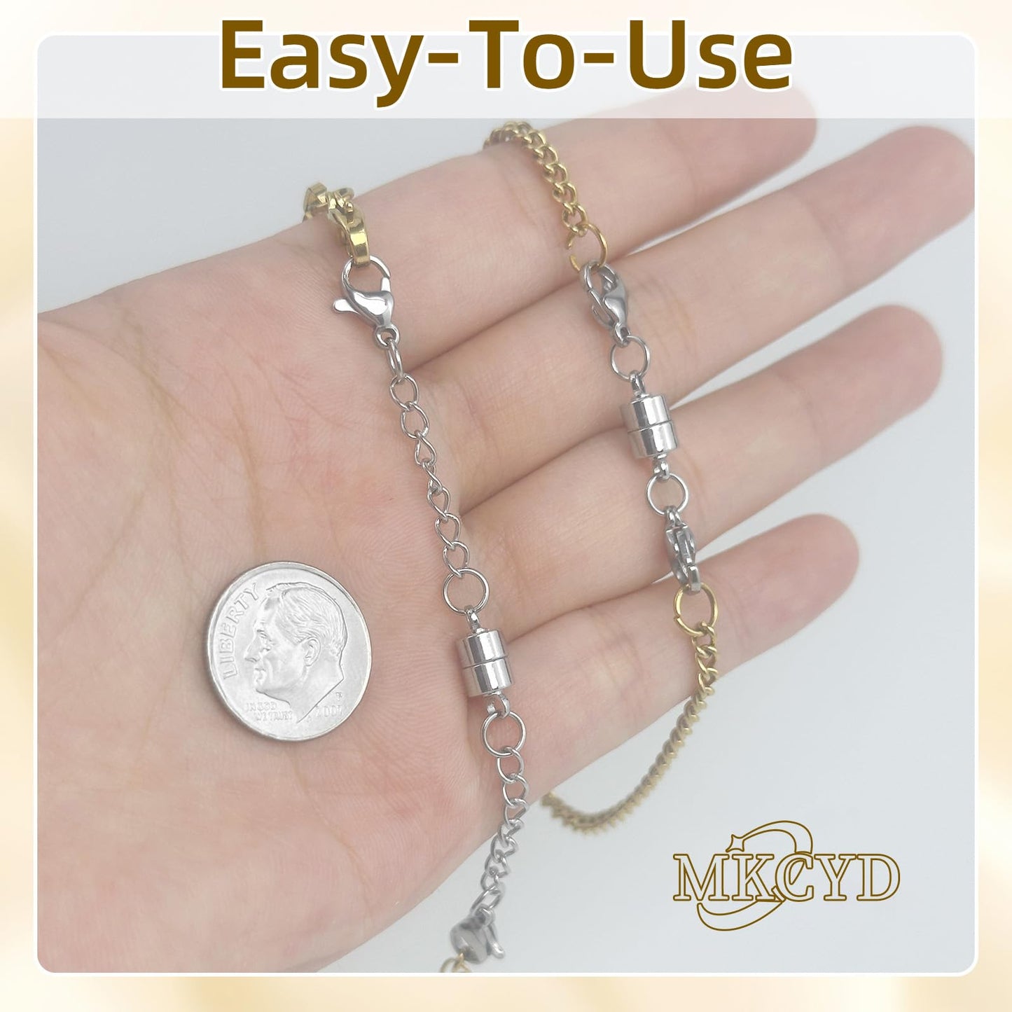 MKCYD Necklace Extender with Magnetic Clasps, Silver Magnetic Necklace Clasps and Closures with Necklace Extenders for Women
