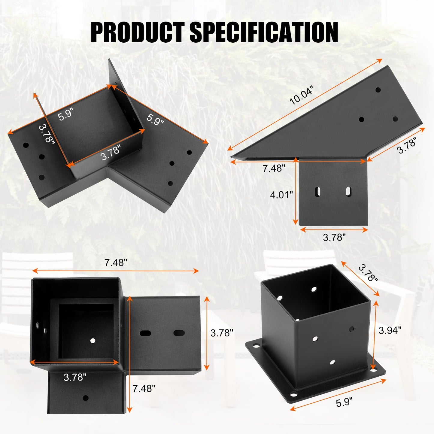 30° Slanted Pergola Whole-Set Kit for 4" x 4" Wood Pergola, Easy to Install, Weather - Resistant Bracket Kit for Carports, Gardens & More (14 Pcs)
