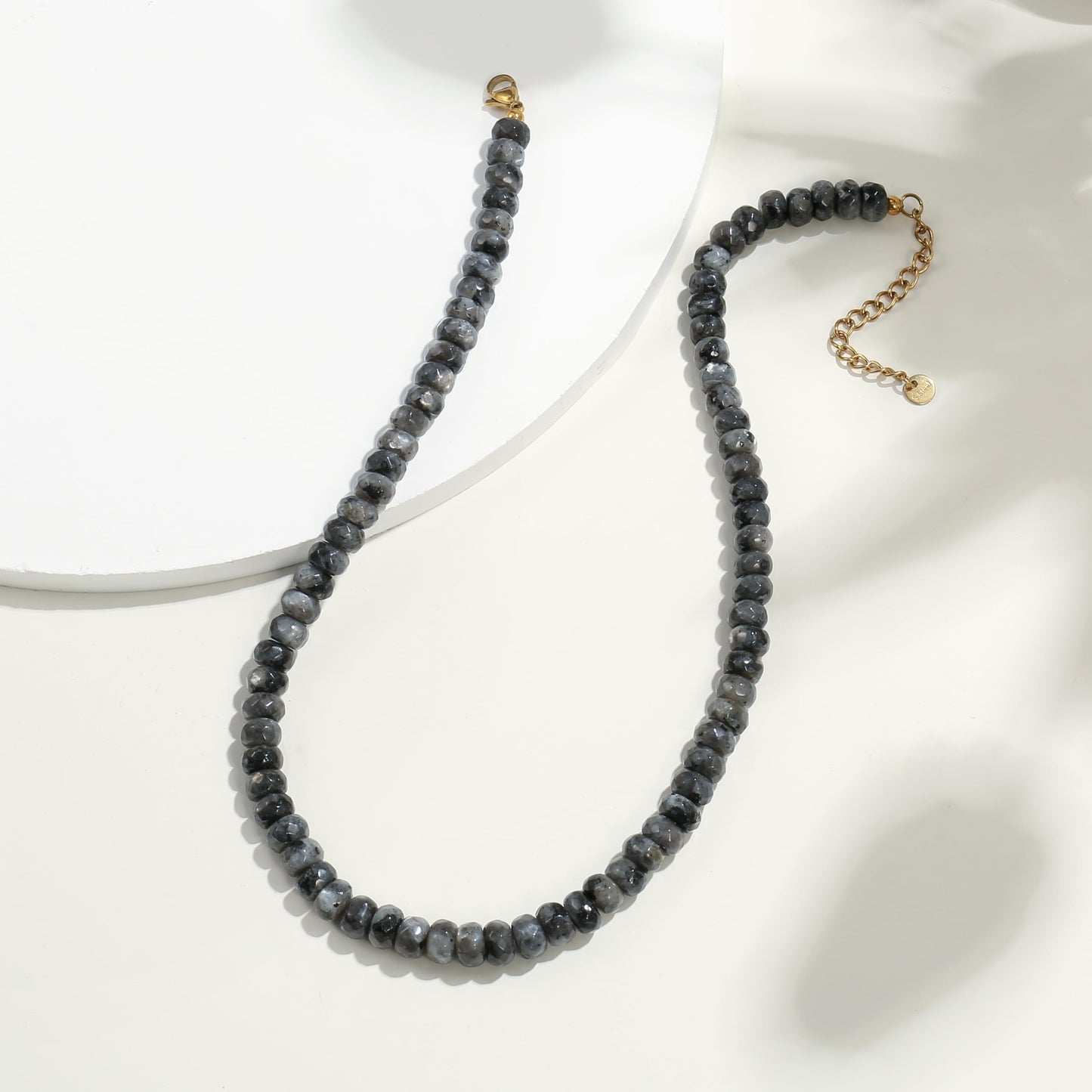 Badu Gray Gemstone Beaded Necklace for Women Natural Stone Bead Beach Choker Necklace Fashion Trendy Jewelry Gifts