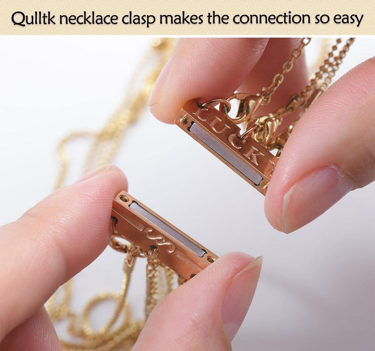 Qulltk Lucky Necklace Separator for Layering Strong Magnetic Clasps, 14K Gold and Silver Multiple Necklace Clasps for Layered Look