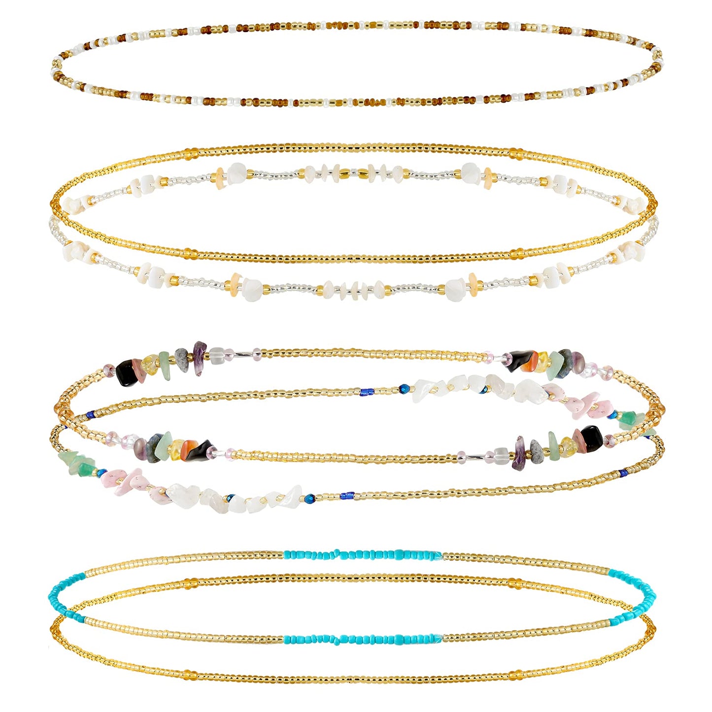 Jadive 7 Pieces Waist Beads for Women African Waist Beads Belly Chain Jewelry Belly Chains Summer Beach Bikini Body Jewelry(Stylish Style)