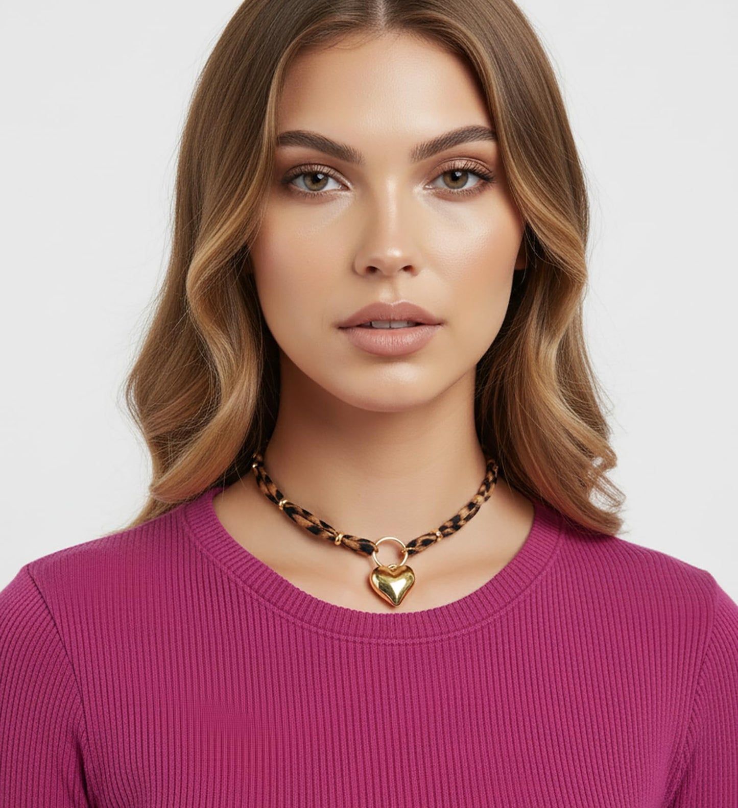 Wailike Scarf Necklace with Charm for Women Leopard Choker Necklaces Silk Tie Necklaces Scarfs Choker Necklaces Jewelry SV1
