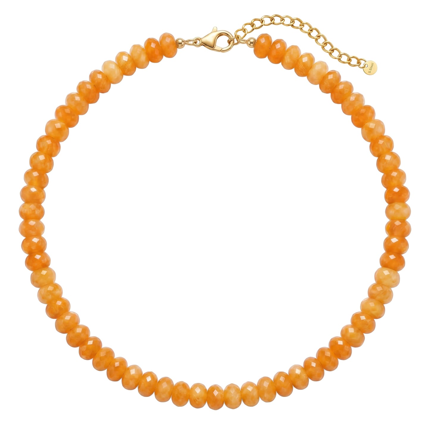 Badu Yellow Gemstone Beaded Necklace for Women Natural Stone Bead Beach Choker Necklace Fashion Trendy Jewelry Gifts