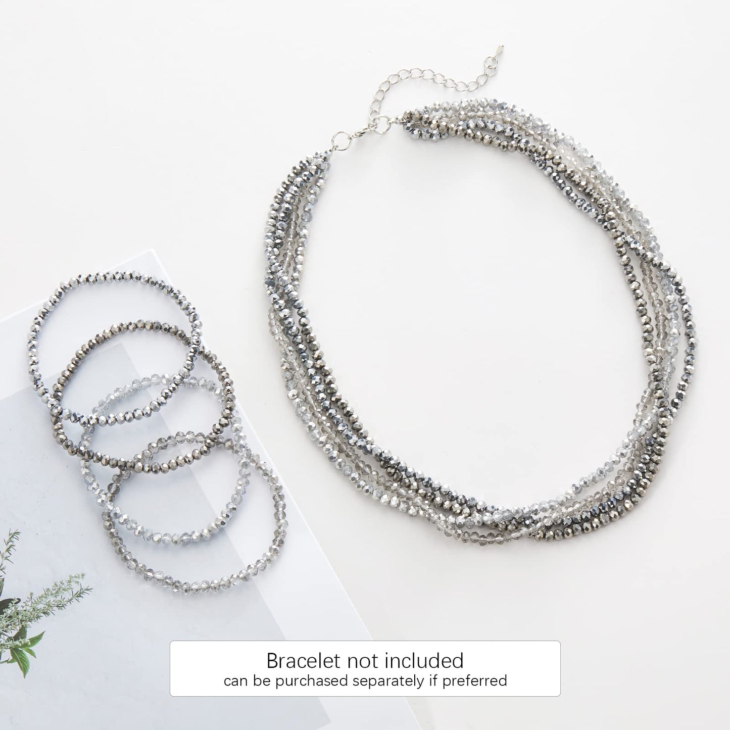 Noessla Multi-layer Crystals Beaded Choker Necklace for Women Colorful Boho Statement Necklace Trendy Costume Party Jewelry Mothers day Gifts for Mom(29-Silver)