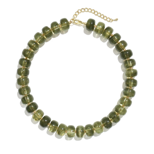 Badu Green Chunky Beaded Necklace for Women,Acrylic Bead Choker Statement Necklace Cute Trendy Necklaces Jewelry Gifts