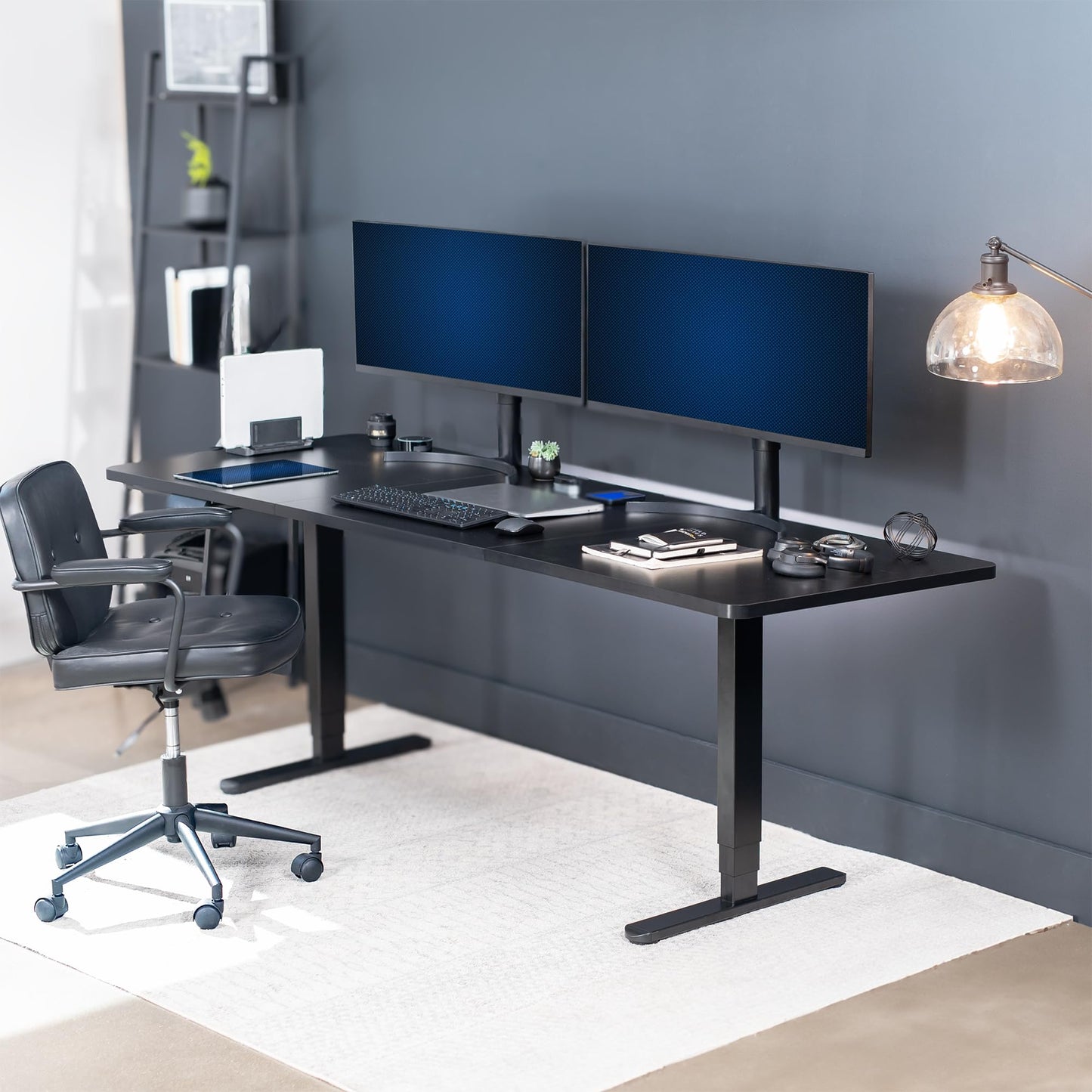 VIVO Electric 83 x 30 in Dual Motor Sit Stand Desk, Memory Height Adjustment, 2B Series, Black Top Black Frame, DESK-KIT-2B8B