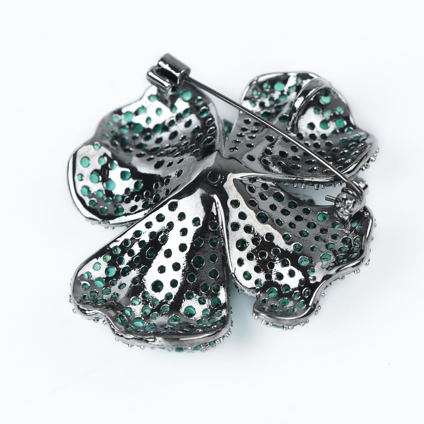 YYBONNIE Elegant Crystal Blooming Rose Flower Brooch Lapel Pin Breastpin for Women Birdal Cardigan Hat Scarf Suit Sweater Floral Pins (Green Crystal Flower)