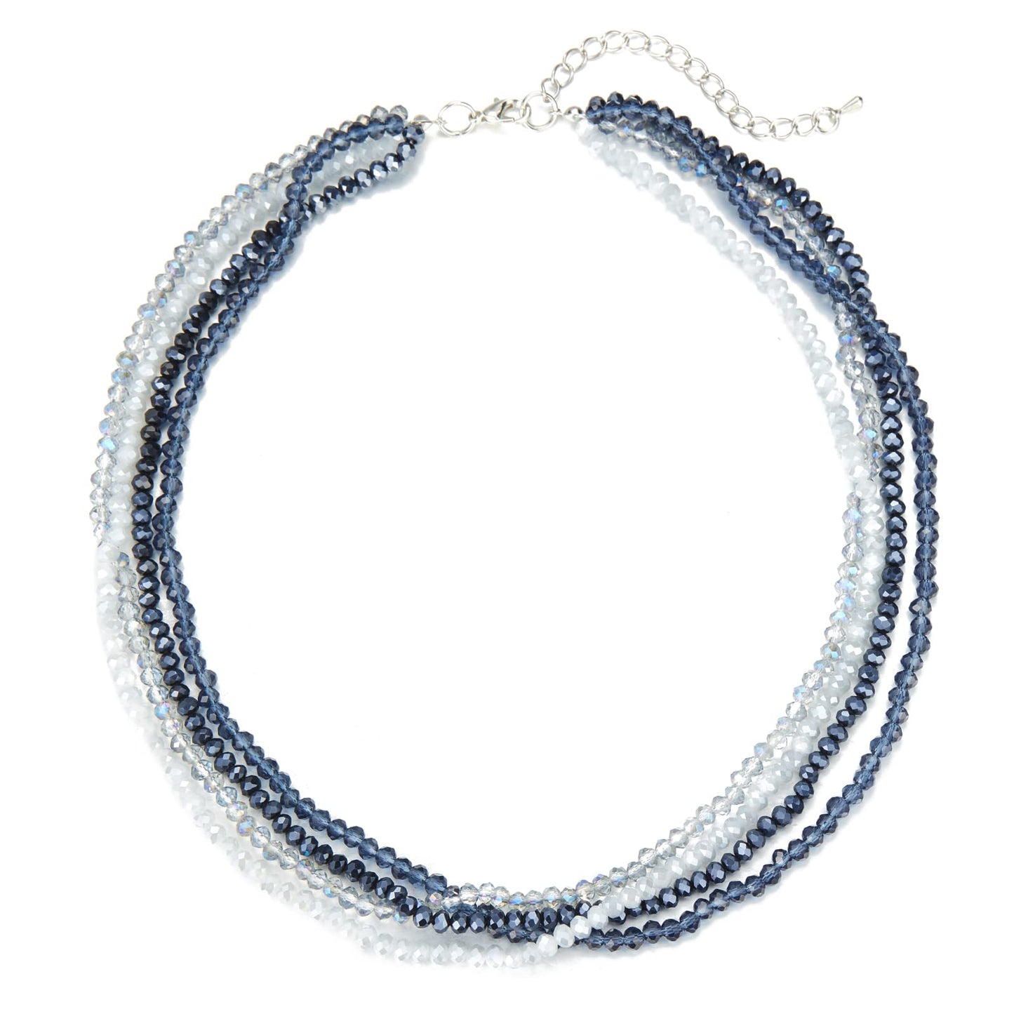 Noessla Multi-layer Crystals Beaded Choker Necklace for Women Colorful Boho Statement Necklace Trendy Costume Party Jewelry Mothers day Gifts for Mom(29-Blue)