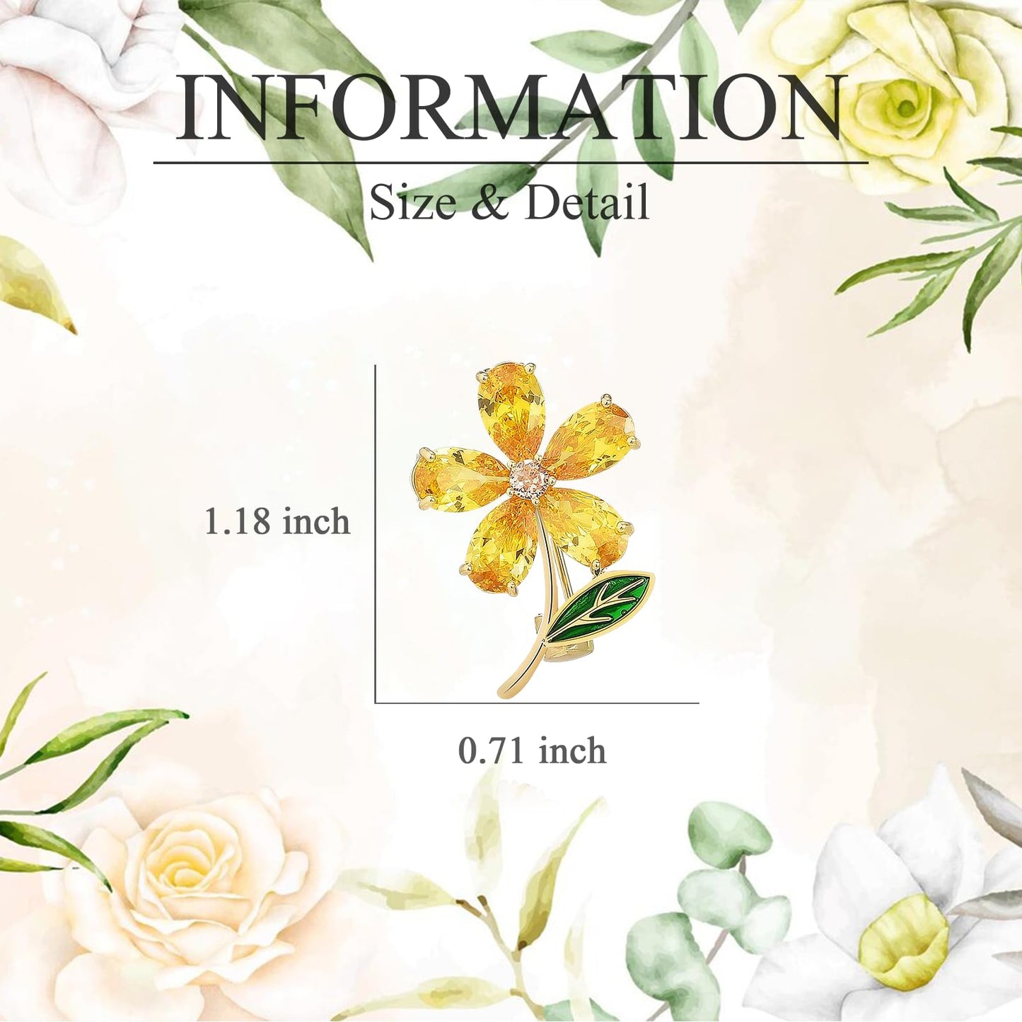 EMEGCY Yellow Daisy Brooch for Women Crystal Flower Brooch Pin Gold Plated Floral Lapel Pin Gold Plated Flower Jewelry for Mom Wife Valentine's Day Mother's Day