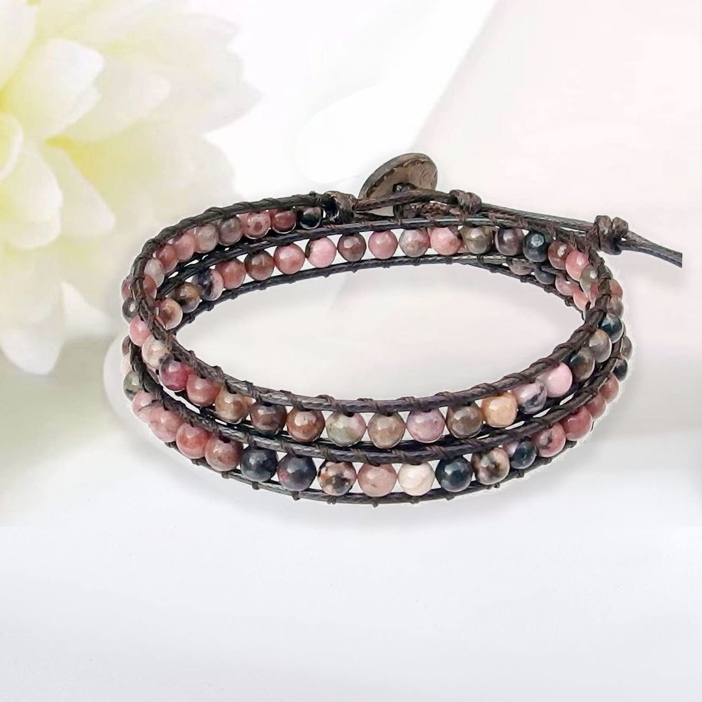 Ayriwoyi Wrap Bracelet for Women Beaded Stone Leather Wrap Bracelets for Women Bohemian Bracelet Adjustable Handmade Jewelry Gifts for Women