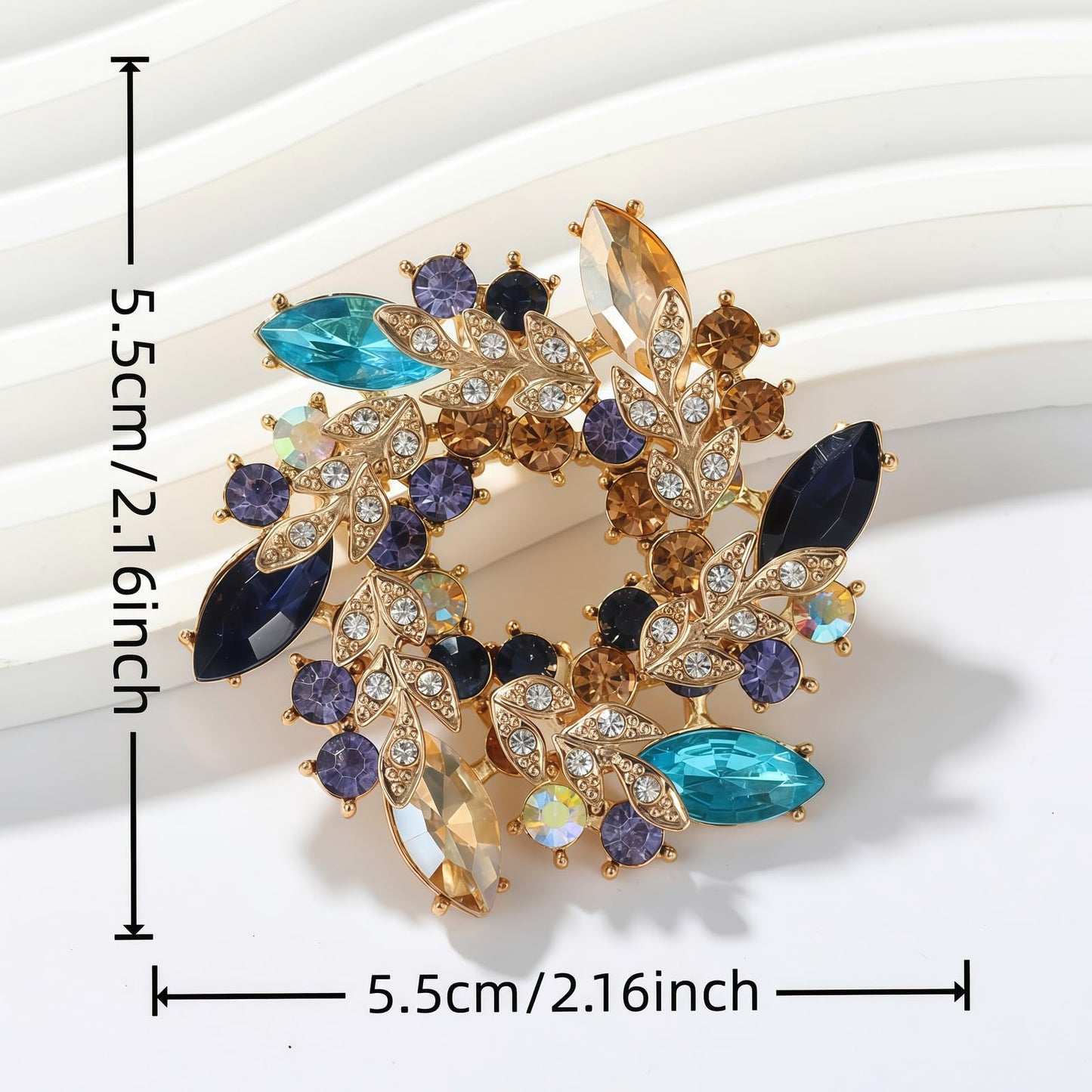 Yaximhozz 2pcs Rhinestone Brooch Pin for Women Dress Elegant Stylish Crystal Brooches Fashion Accessories Pins Lapel Boutonniere Ideas Wedding Christmas Birthday Jewelry Easter Gift (20 Green Leaves/Colorfull)