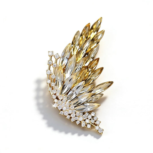 Vintage Gold Brooches and Pins for Women Champagne Women's Rhinestone Crystal Brooch Pin Jewelry Accessories for Weddings Galas Formal Events (Butterfly Wing)