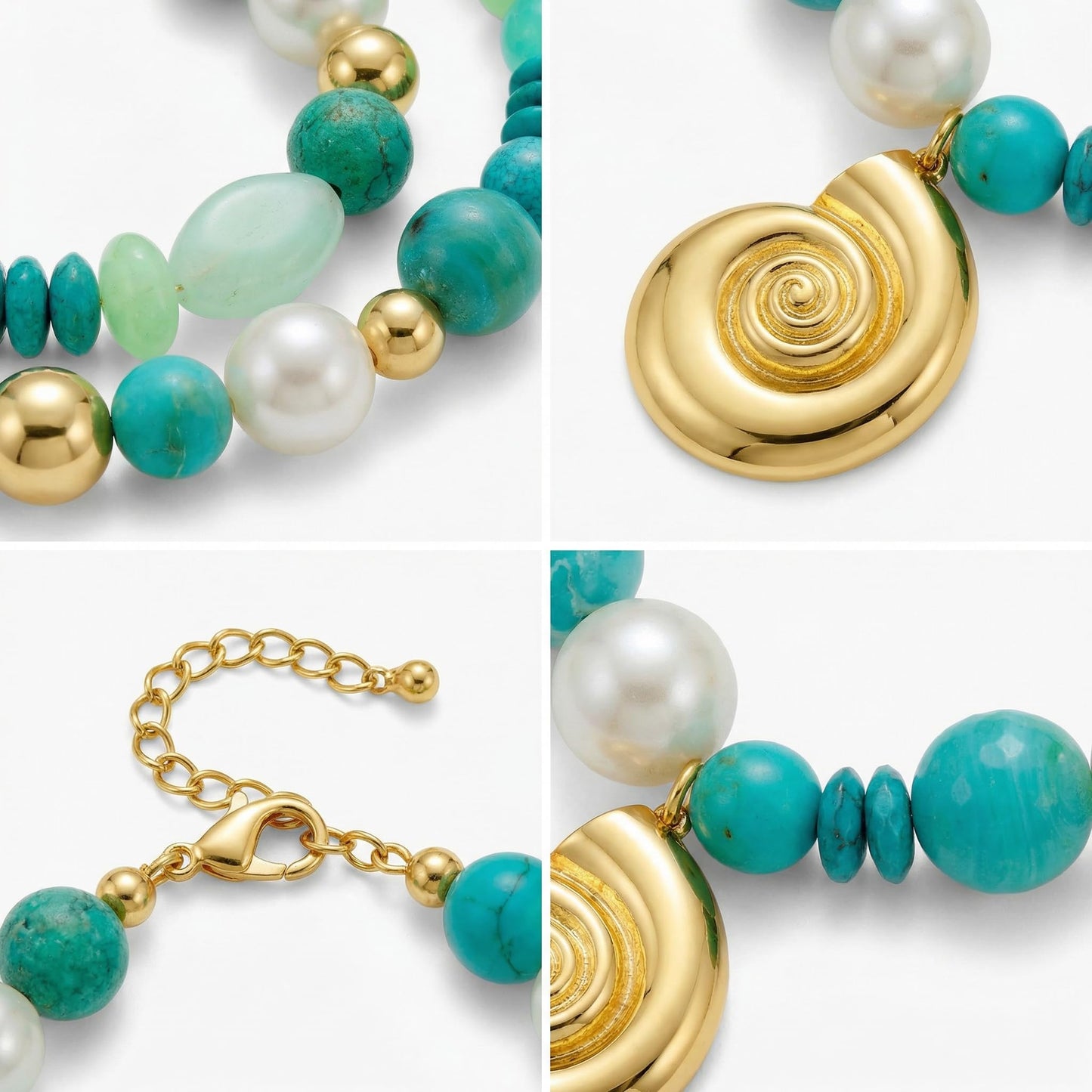 CLASSYZINT Beaded Necklace with Gold Shell Pendant Statement Necklace for Women Boho Summer Party Everyday Wear