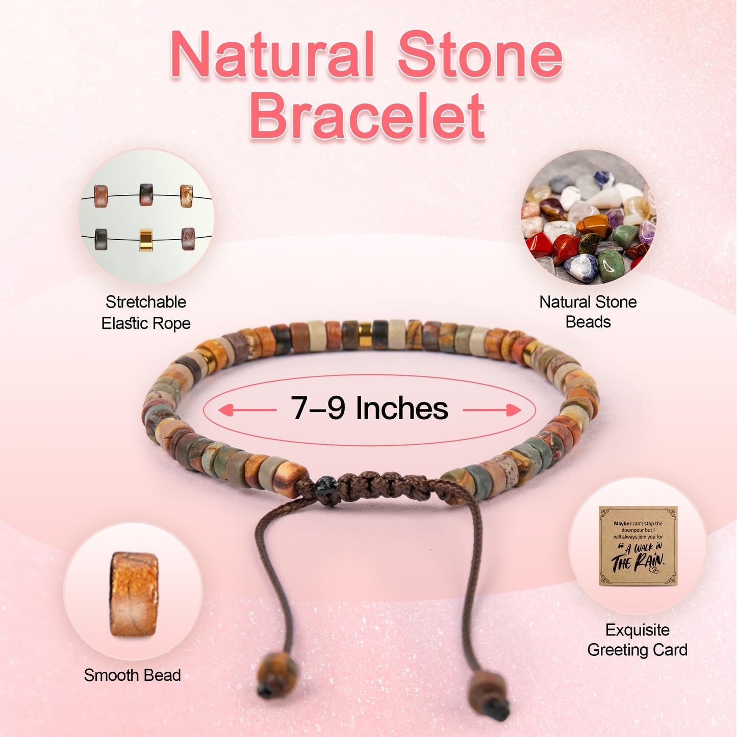 ZOKCC Inspirational Gifts Bracelets for Women - Healing Natural Stone Bracelets - Cheer Up Get Well Soon Gifts for Women Best Friends Sister