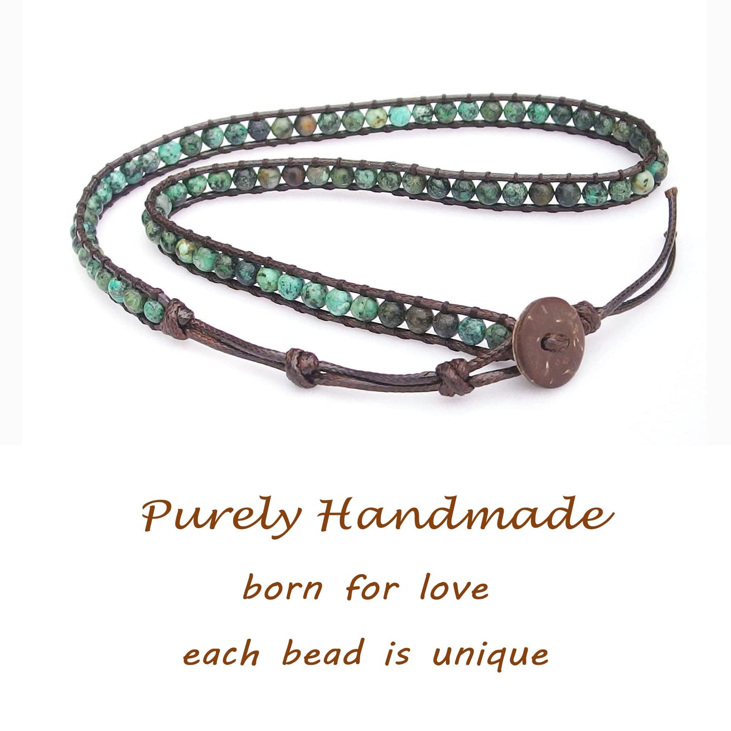 Ayriwoyi Africa Turquoise Wrap Bracelet for Women Beaded Wrap Bracelet For Women Green Stone Adjustable Bohemian Bracelets for Women