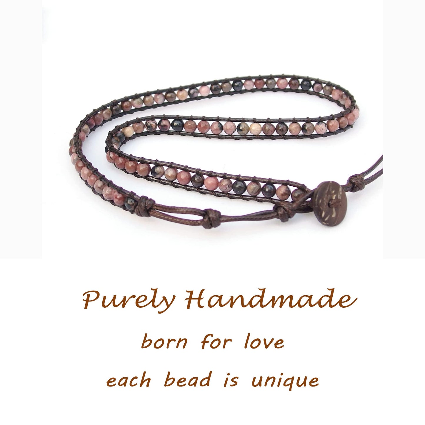 Ayriwoyi Wrap Bracelet for Women Beaded Stone Leather Wrap Bracelets for Women Bohemian Bracelet Adjustable Handmade Jewelry Gifts for Women