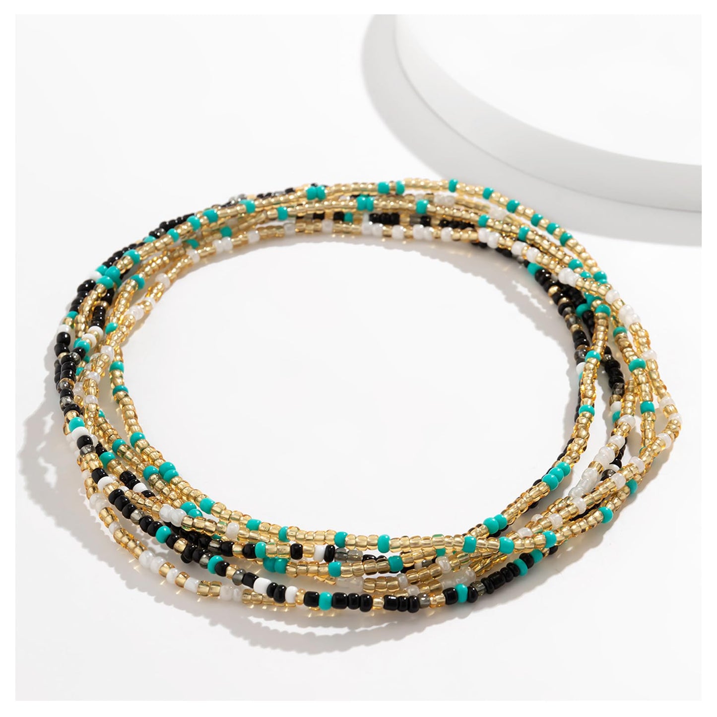 3Pcs/Set Boho Elastic Beads Waist Chains Jewelry Summer Beach Seed Beaded Belly Chain Jewelry Bikini Sexy Bead Waist Body Jewelry for Women (Blue)