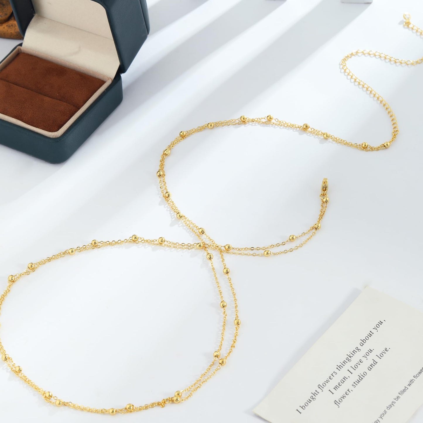 MFRYK 2PCS 14K Gold Plated Waist Chain Layered Double Beaded Satellite Belly Body Chain Boho Beach Waist Chains For Women Adjustable Waterproof Sexy Bikini Body Chain Jewelry For Women