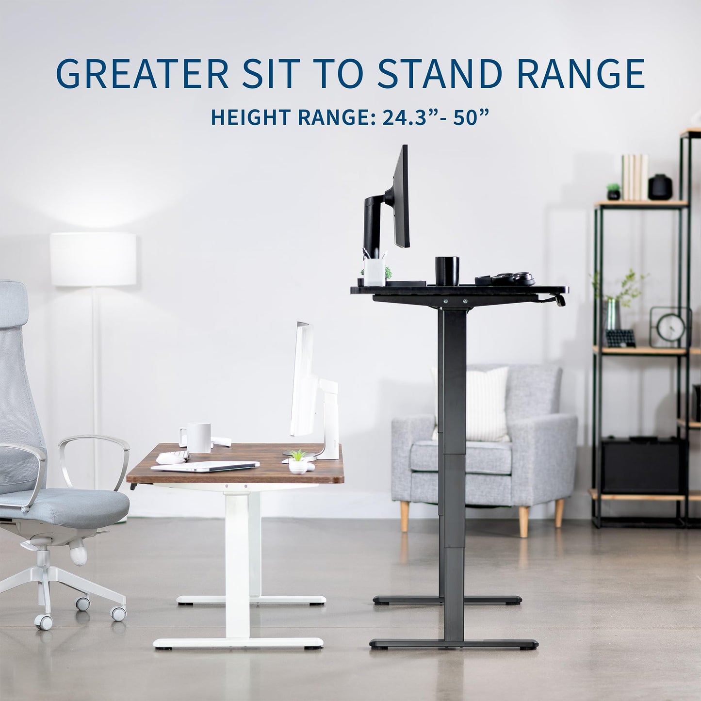VIVO Electric 60 x 24 in Dual Motor Sit Stand Desk, Memory Height Adjustment, 2B Series, White Top Black Frame, DESK-KIT-2B6W