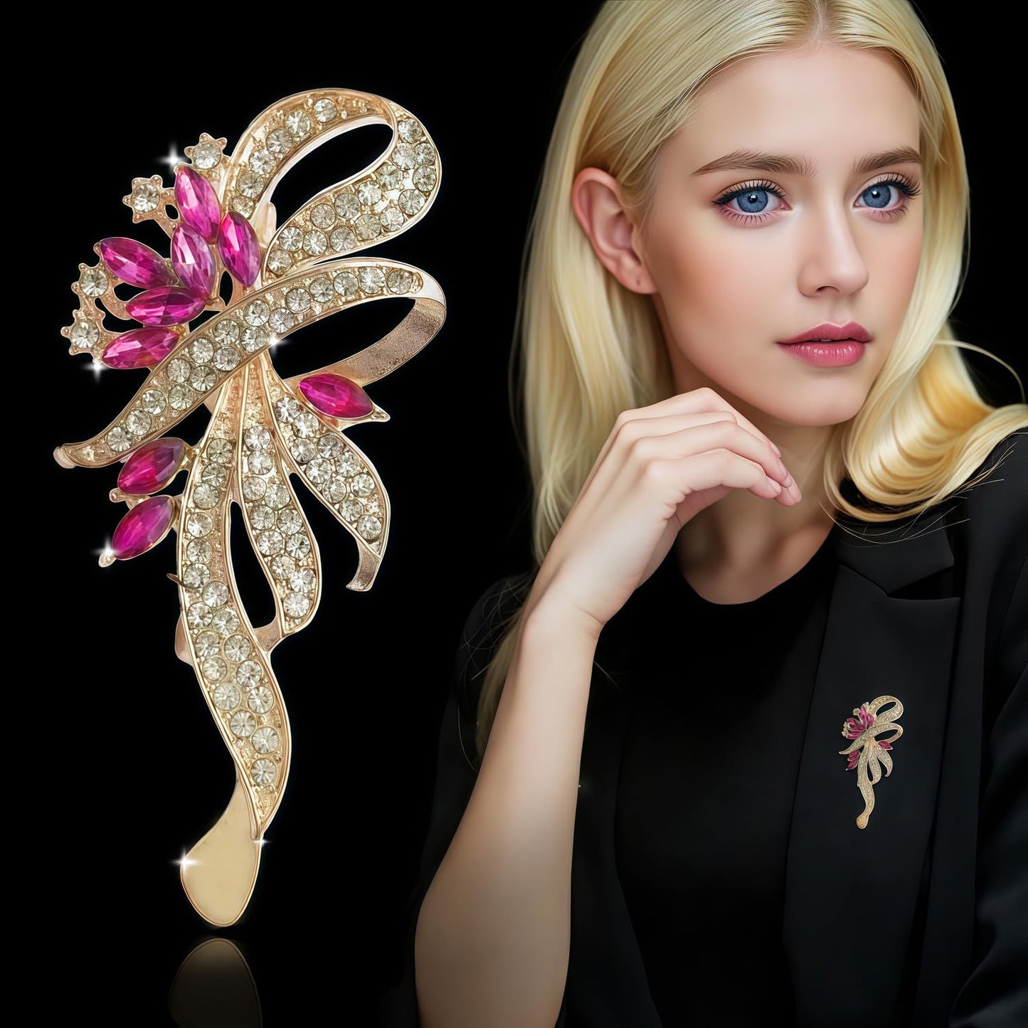 Yaximhozz 2pcs Rhinestone Brooch Pin for Women Dress Elegant Stylish Crystal Brooches Fashion Accessories Pins Lapel Boutonniere Ideas Wedding Christmas Birthday Jewelry Easter Gift (08 Purple/Silver)