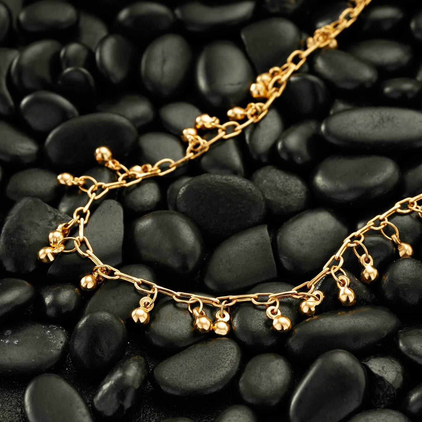 MTMY Beads Choker Necklace,14K Gold Plated Dainty Beaded Chain Choker Necklace Delicate Fashion Jewelry Gift for Women(little bell)
