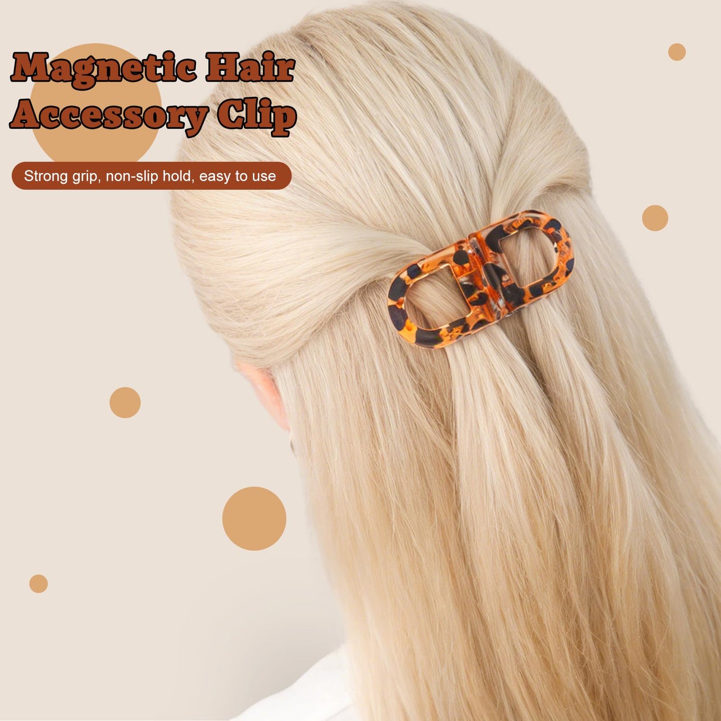 2-Pack Magnetic Hair Clips - Strong Hold Non-Slip Styling Clips, Lightweight & Fashionable, Seamless 2-in-1 Design for Easy Everyday Hairstyles, Secure Grip, Suitable for All Hair Types