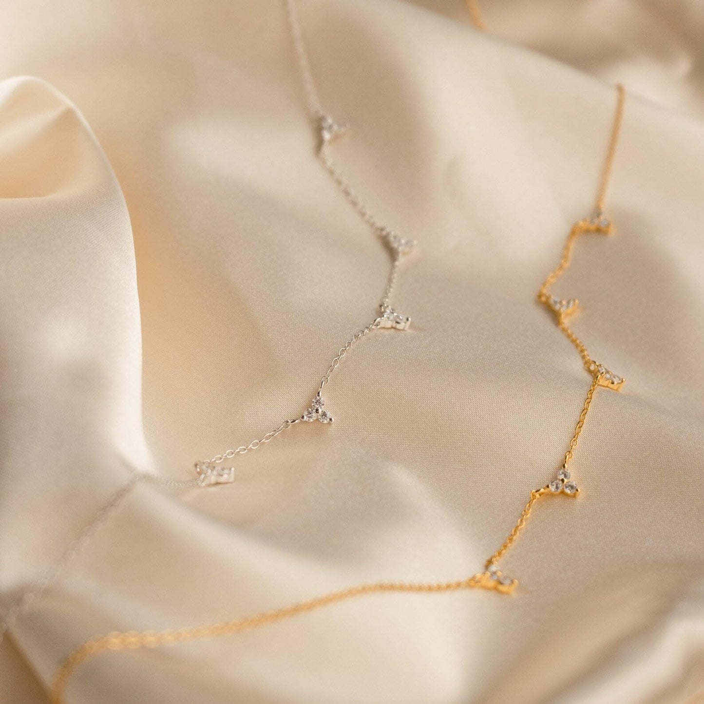 CUEZIY Dainty 14K Gold Plated Necklaces for Women Station Choker Necklace Cubic Zirconia Simulated Necklace Simple Cute Layering CZ Necklace Trendy Jewelry Gifts