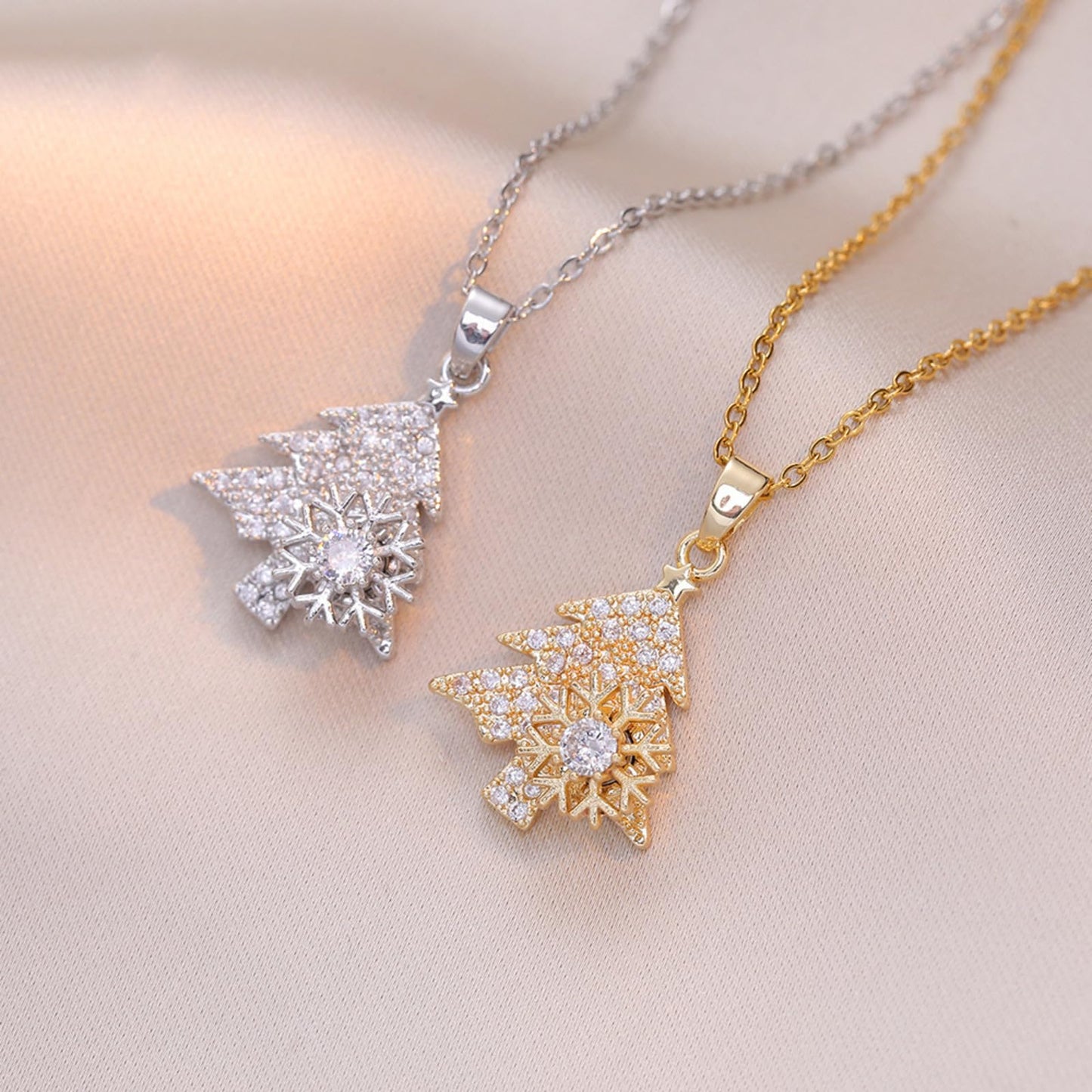 KONPJE Sunflower Fidget Necklace for Women Gold Moon Necklace Rotating Heart Necklaces Spinning Crystal Flower Anxiety Necklaces Crescent Moons Jewelry Accessories (Gold Tree)