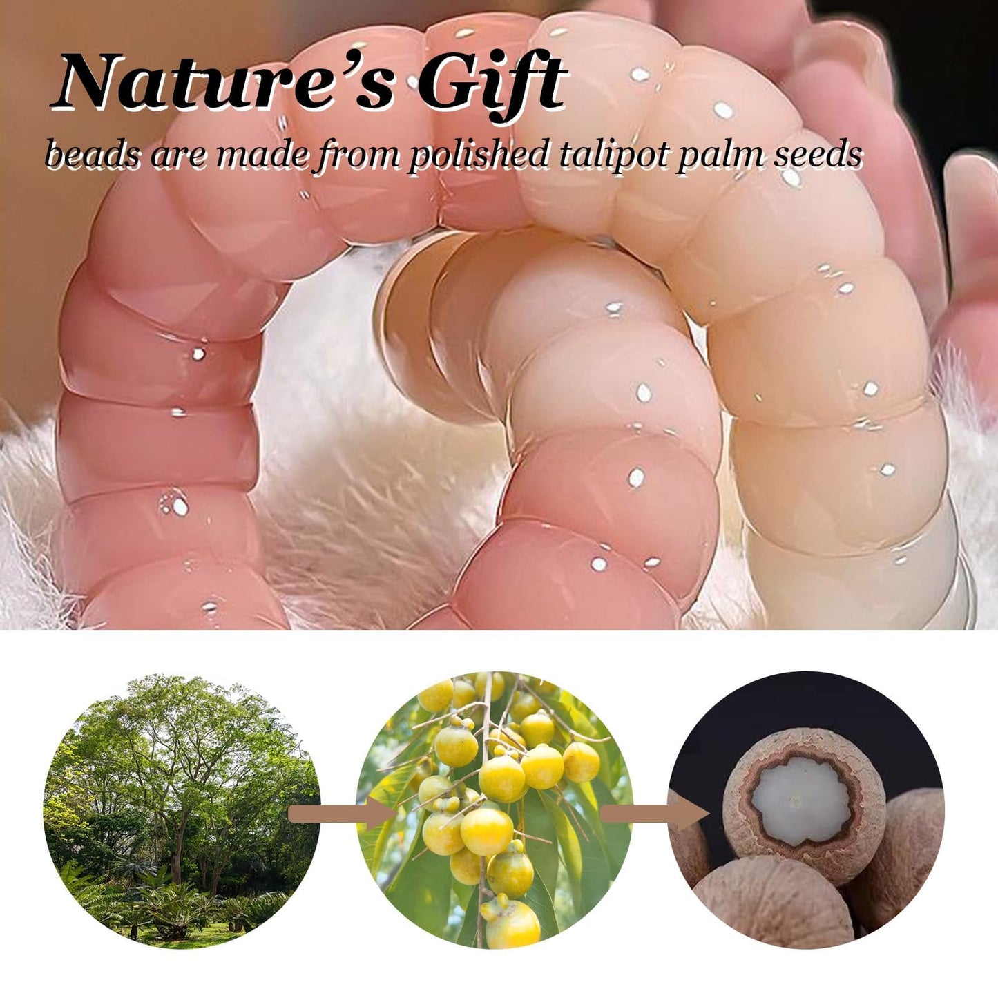 Embtrem Bodhi Root Fidget Bracelet for Women, Mudi Spinner Anxiety Bracelet, Natural Meditation Beads Stress Relief Jewelry, Elastic Calming Bracelet for Casual Outfit