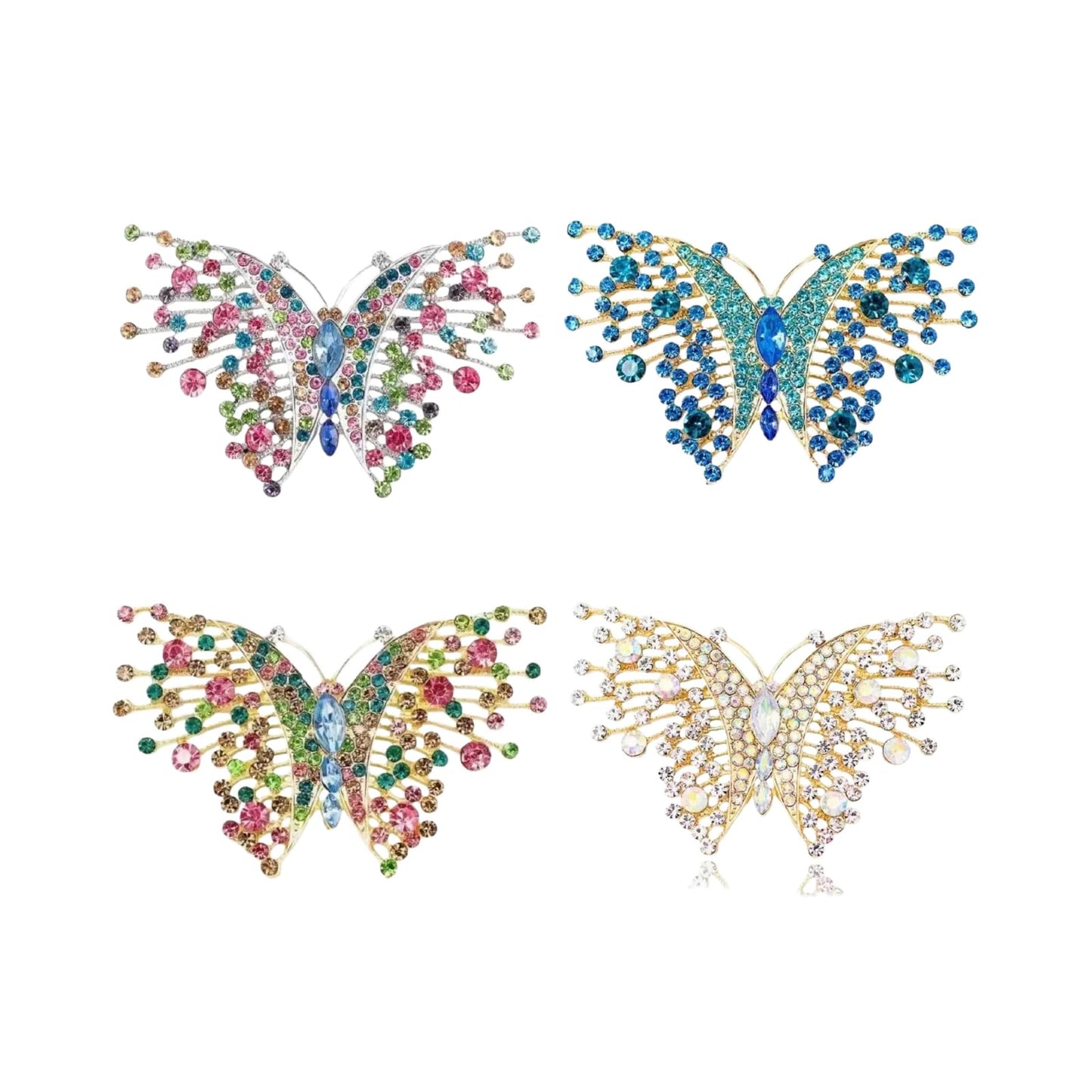 4Pcs Colorful Butterfly Brooch Pins for women, Fashion Women's enamel Crystal Rhinestone Butterfly Brooches Pin set for Clothes Dresses (2)
