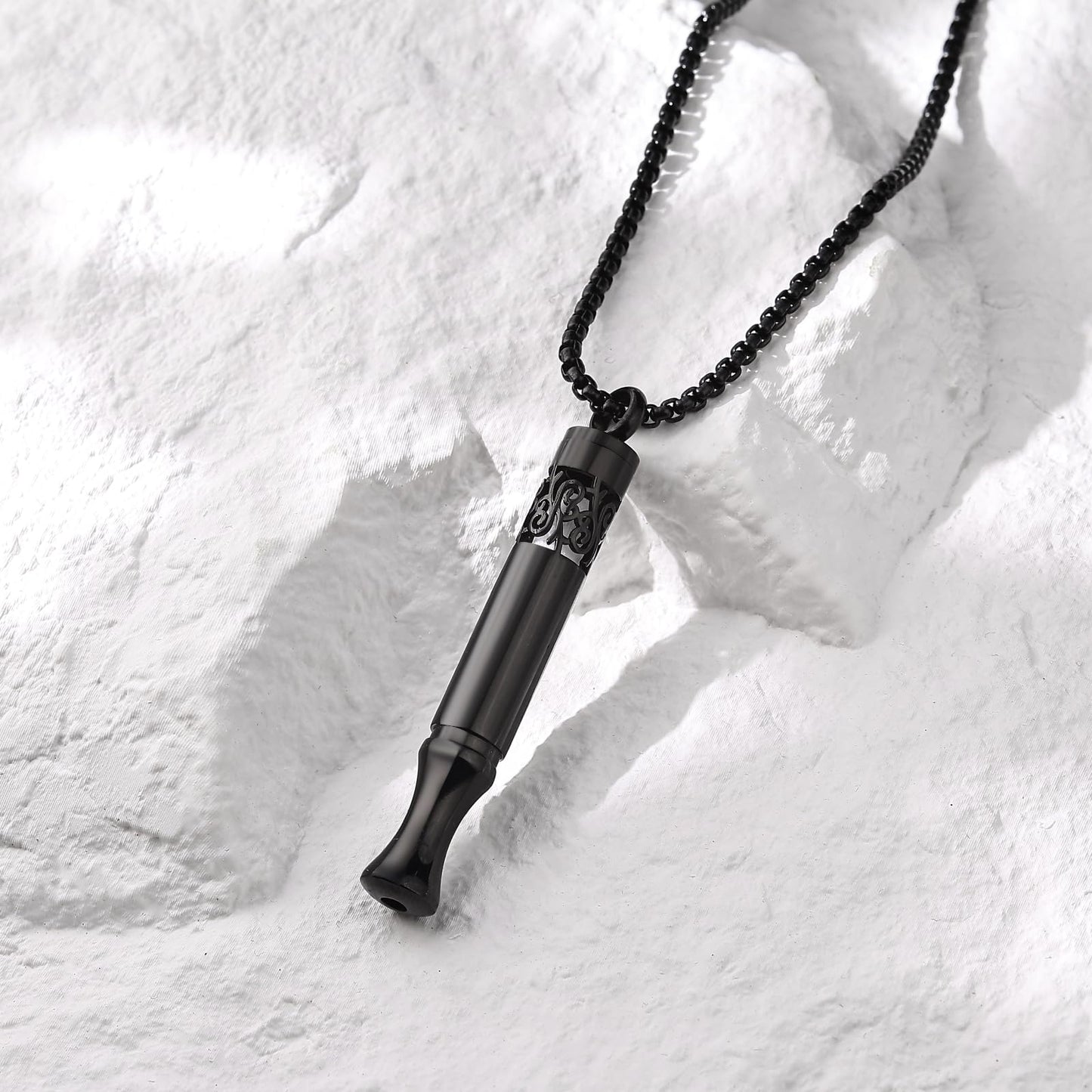 Anxiety Relief Pendant Mindfulness Breathing Necklace - Essential Oil Diffuser & Personal Inhaler Aromatherapy Necklaces for Women & Men (Black)
