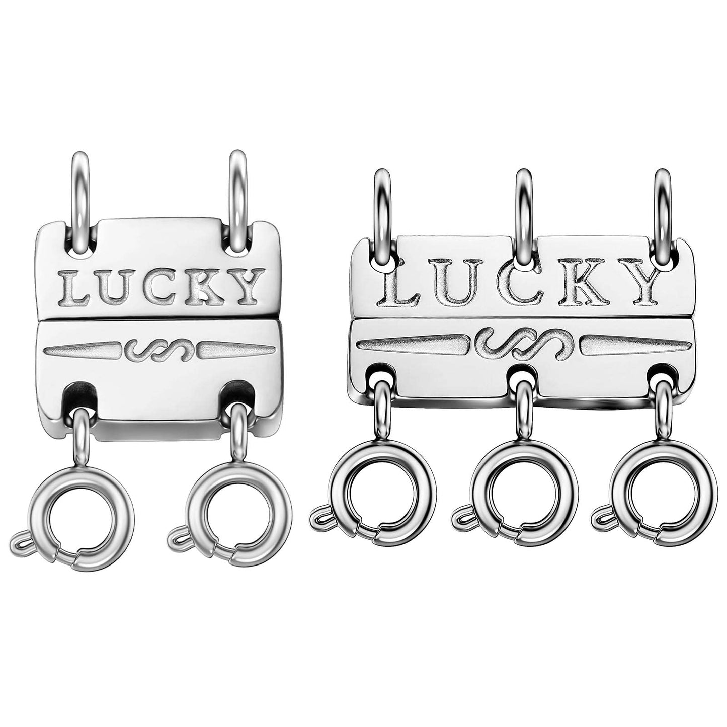 Qulltk Lucky Necklace Separator for Layering Strong Magnetic Clasps, 14K Gold and Silver Multiple Necklace Clasps for Layered Look