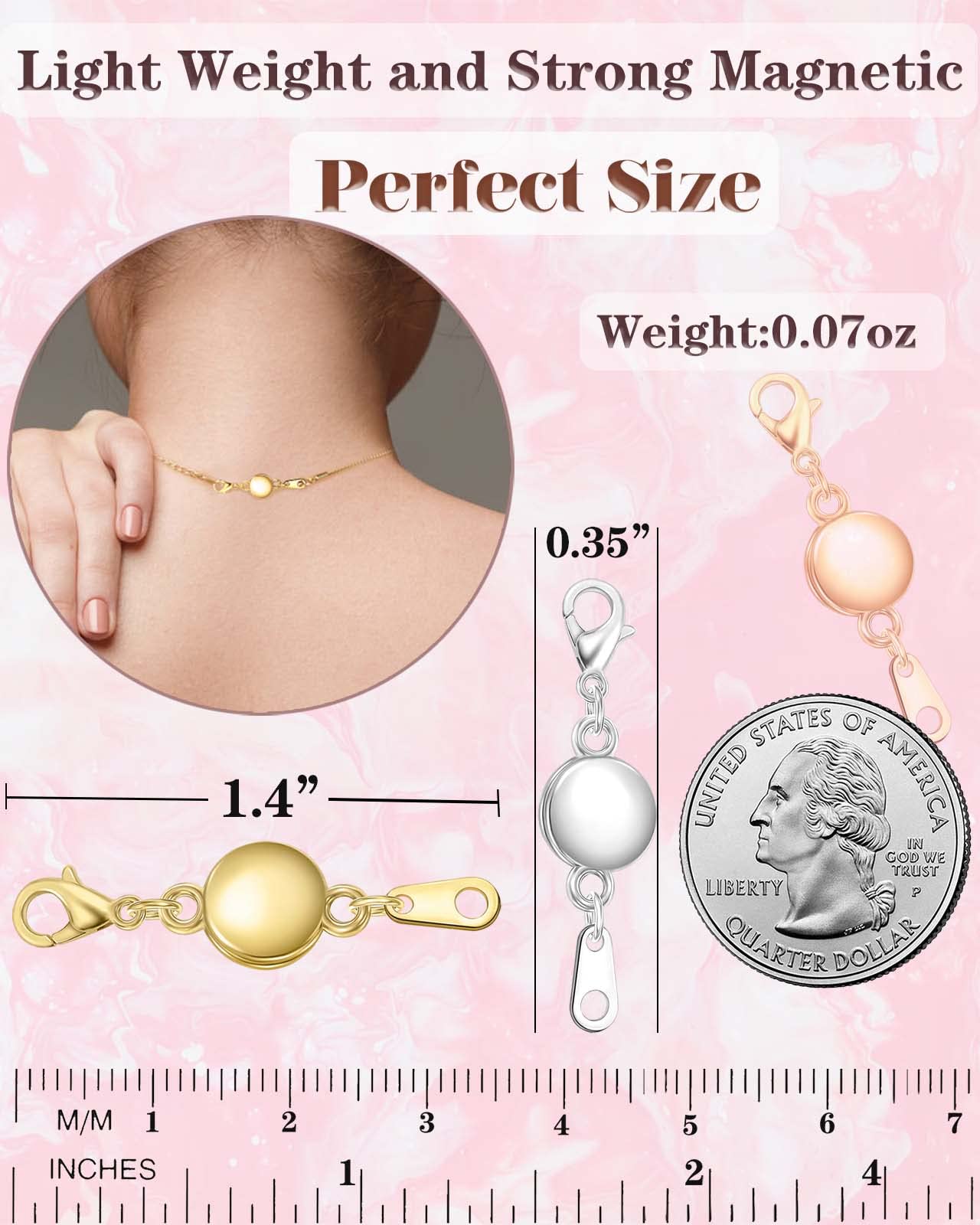 Dailyacc Necklace Clasps and Closures - Round Bracelet Extender Clasps for Jewelry Making