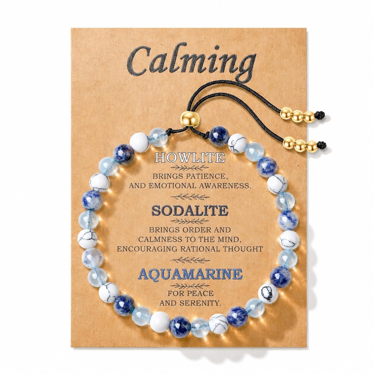 NUKAYAI Calming Bracelet for Women Gifts Healing Crystals Howlite Sodalite Aquamarine Jewelry Natural Stones for Women Friend Sister