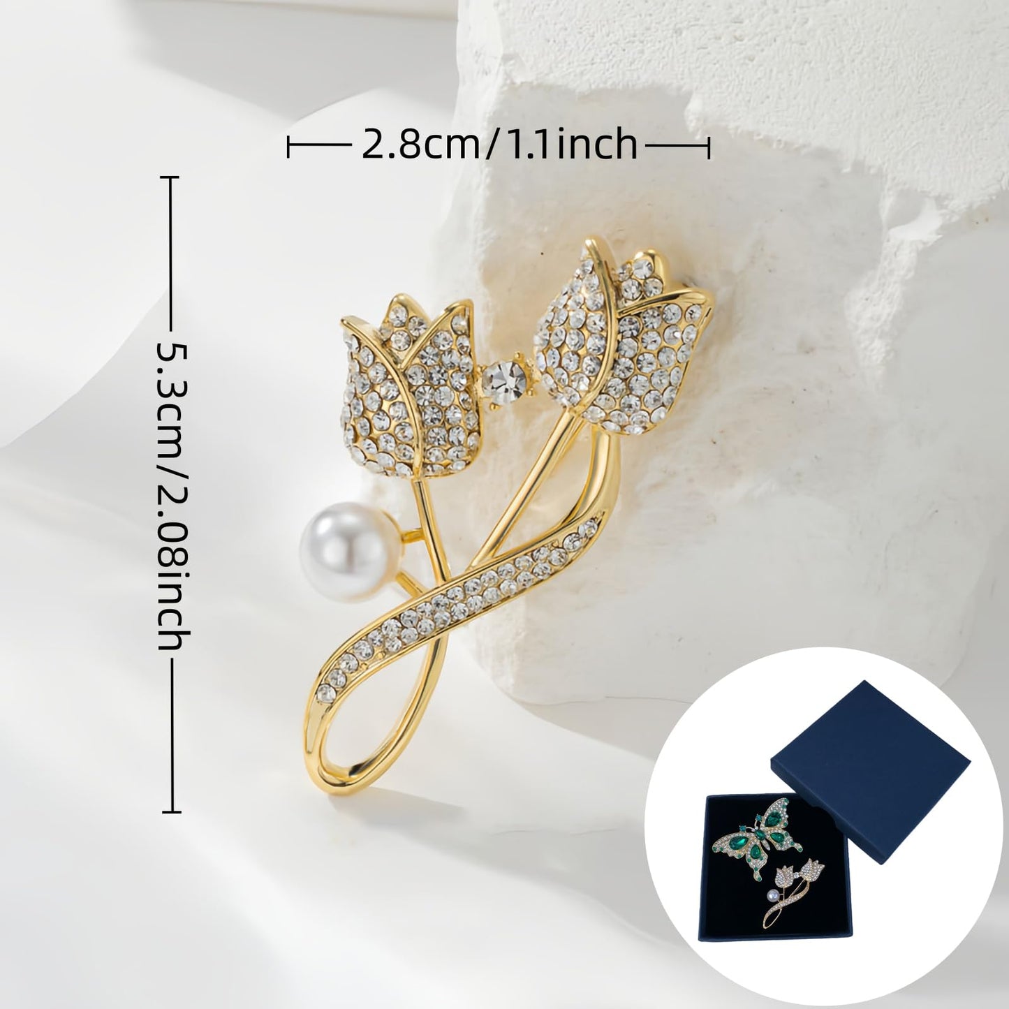 Yaximhozz 2pcs Rhinestone Brooch Pin for Women Dress Elegant Stylish Crystal Brooches Fashion Accessories Pins Lapel Boutonniere Ideas Wedding Christmas Birthday Jewelry Easter Gift (13 Green Butterfly/Gold)