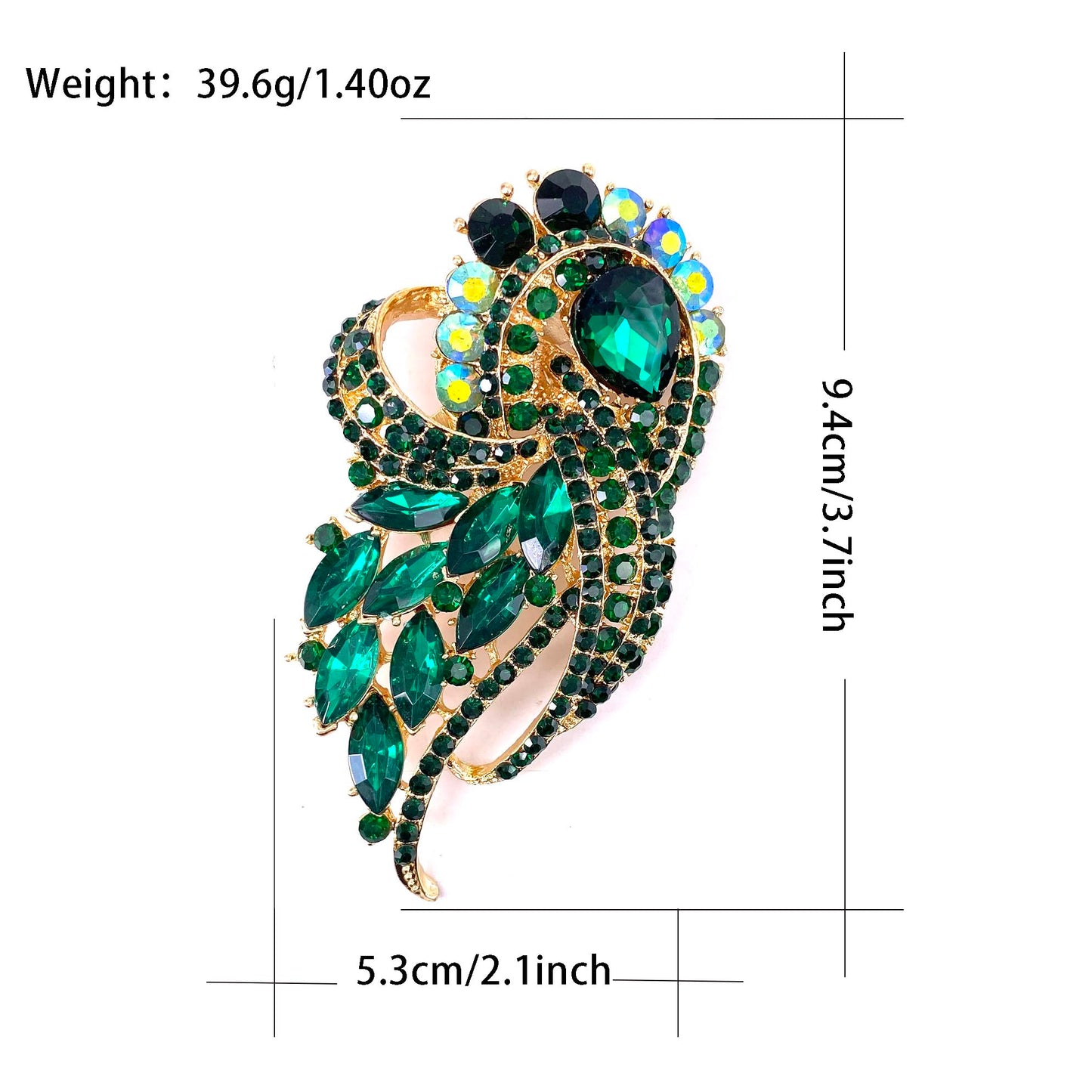 LAXPICOL Women's Vintage Green Austrian Crystal Elegant Flower Bouquet Wing Brooch Gold Tone