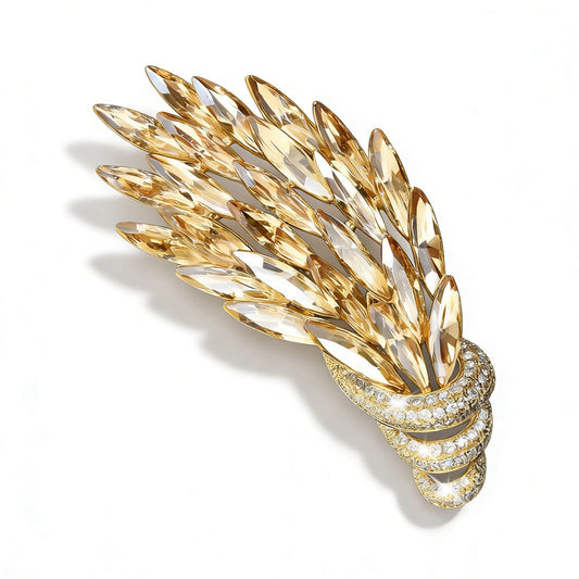 Vintage Gold Brooches and Pins for Women Champagne Women's Rhinestone Crystal Brooch Pin Jewelry Accessories for Weddings Galas Formal Events (Wheat Sheaf)