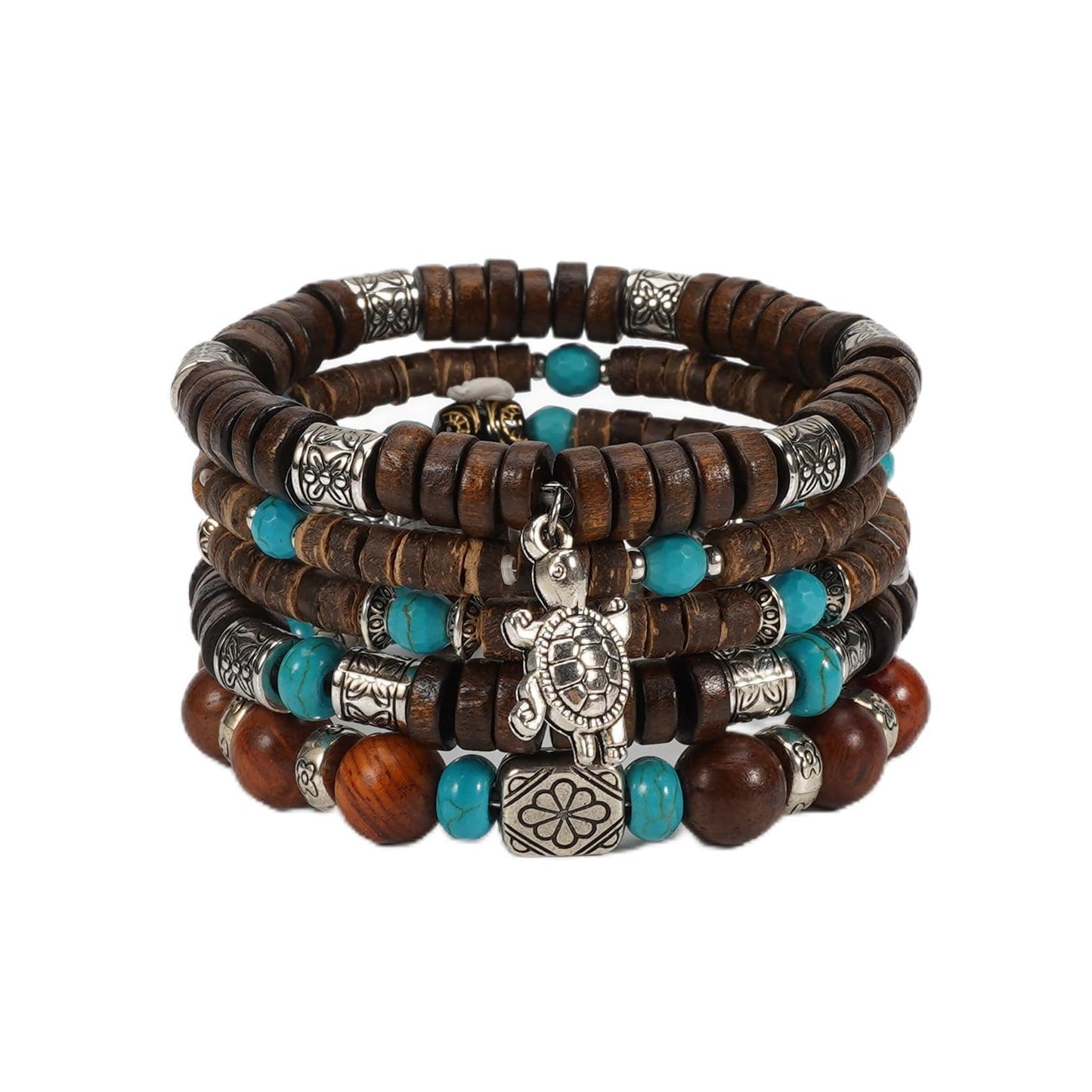 Briutn Wooden Beaded Bracelets for Women Men Adjustable Stretch Bracelet Boho Jewelry