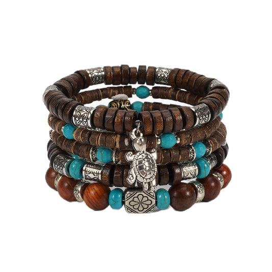 Briutn Wooden Beaded Bracelets for Women Men Adjustable Stretch Bracelet Boho Jewelry