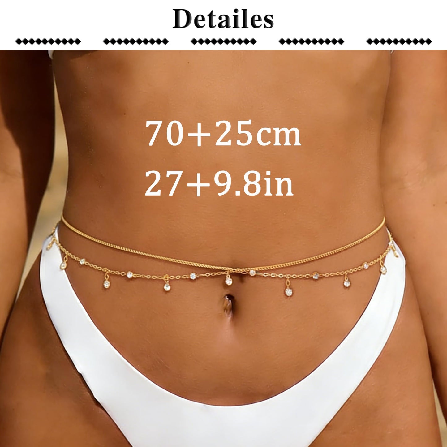 Longita Rhinestone Belly Chain Gold Waist Chain for Women Waist Jewelry for Women Gold Belly Chains Summer Stomach Chain Trendy Dainty Sexy Body Jewelry Non Tarnish Waterproof Plus Size