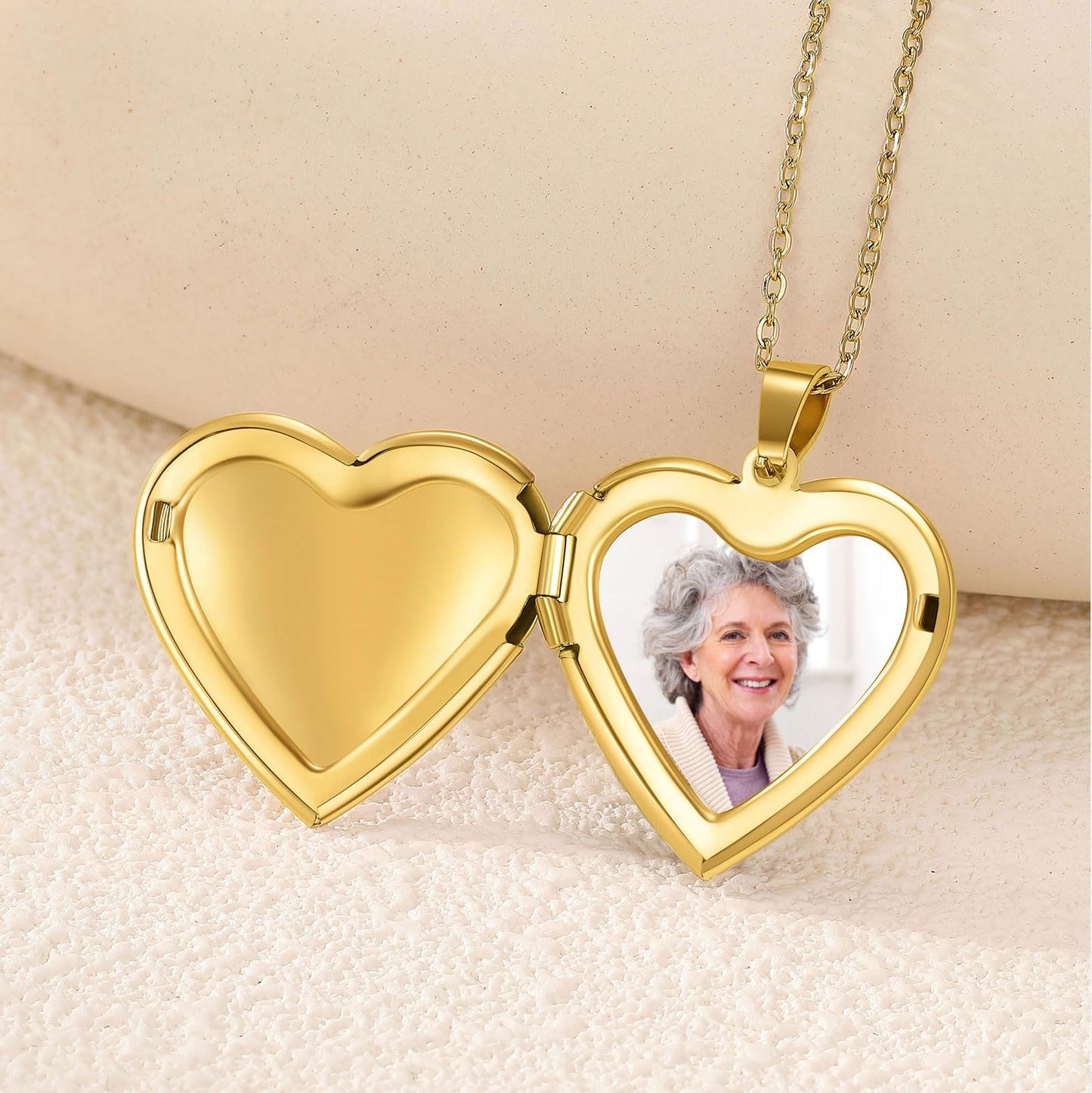 PHOCKSIN Gold Heart Lockets Necklace for Girlfriend Locket Necklaces that Holds 2 Pictures Memorial Lockets for Women