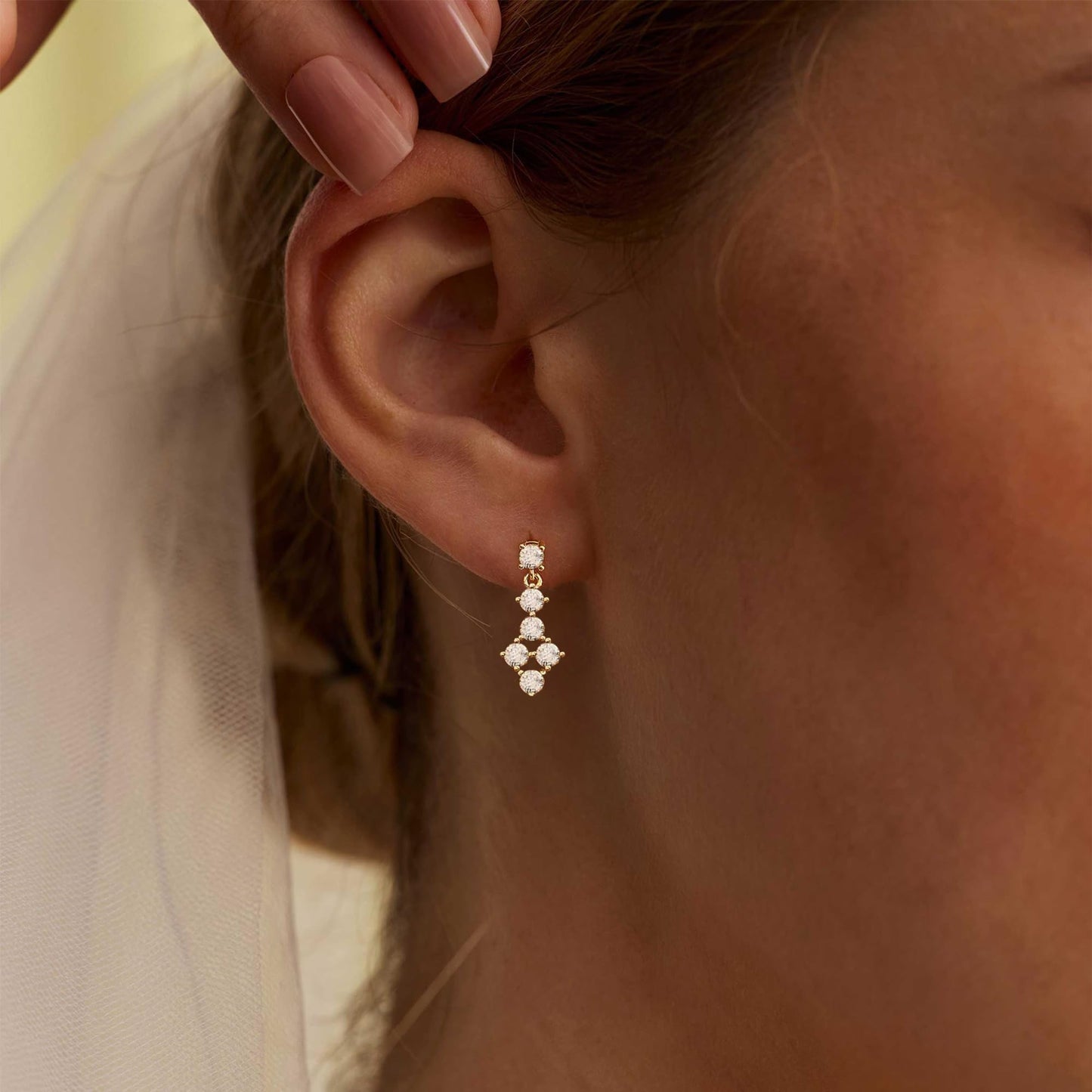 Wedding Drop Earrings for Women,Dainty 14k Gold Plated Dangle Earrings Formal Bridal Gold Earrings for Women Trendy Cute Prom Dangling Earrings Gold Jewelry