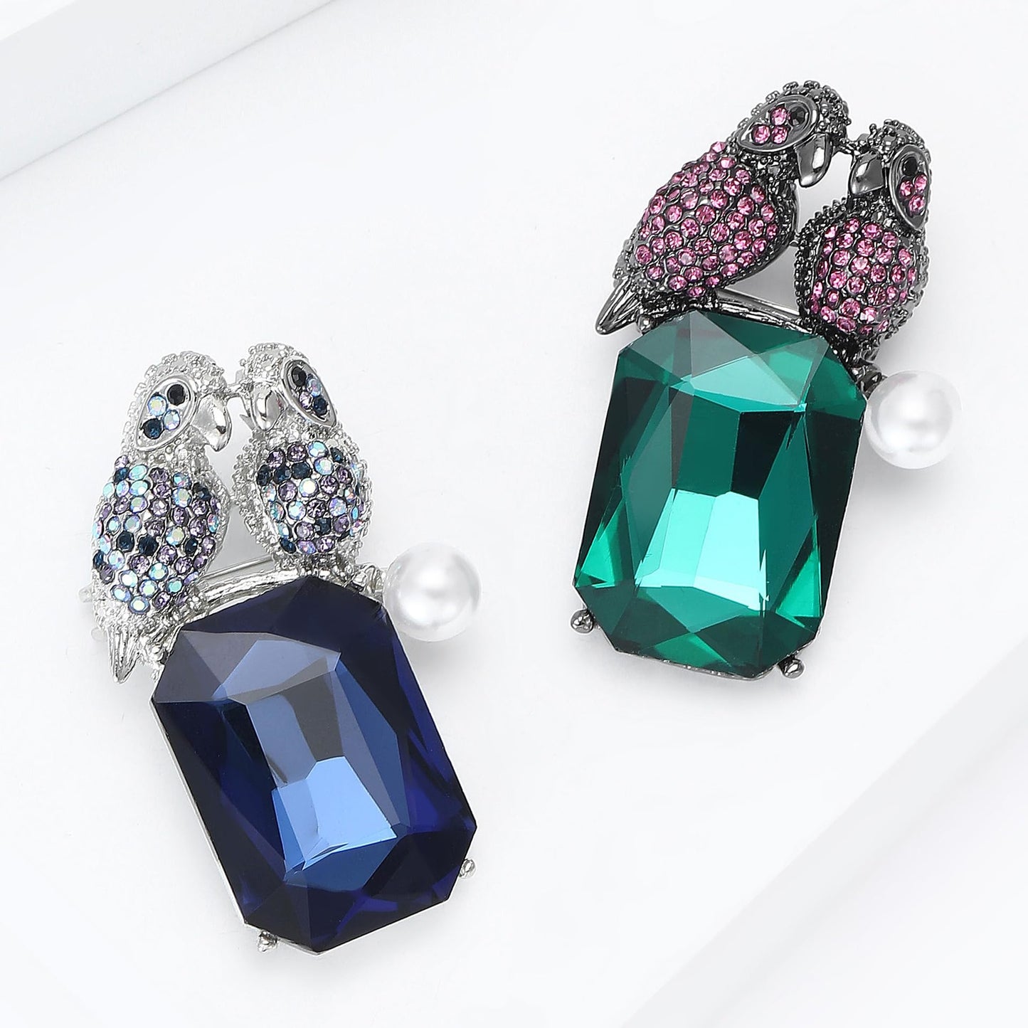 Parrot Brooch for Women Green Rhinestone Parrot Pin Animal Brooch