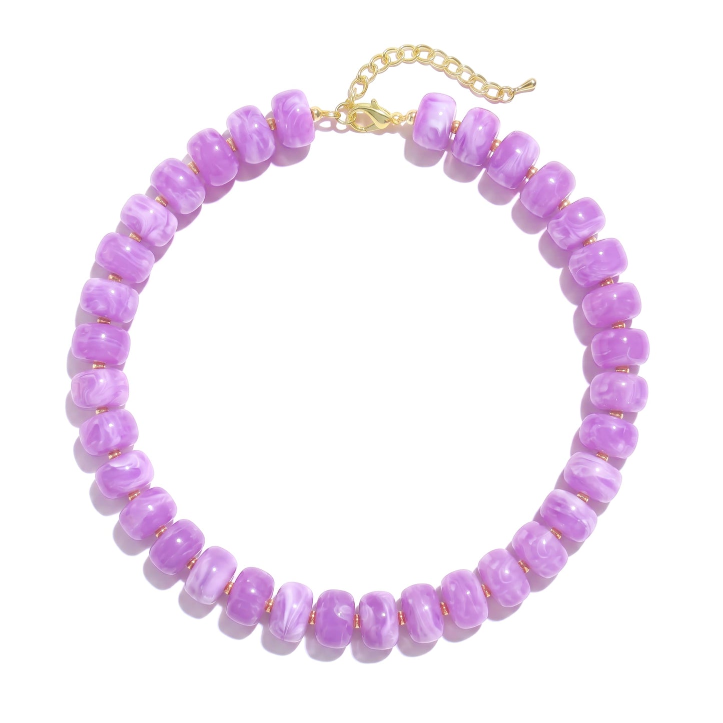 Badu Purple Chunky Beaded Necklace for Women Boho Bead Choker Necklace Summer Fashion Trendy Jewelry Gift