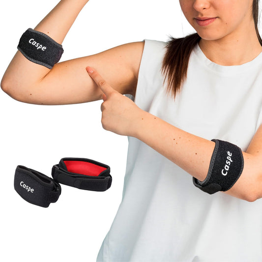 Caspe 2 Pack Tennis Elbow Brace for Men and Women – Adjustable Arm Brace for Tendonitis, Golfer’s Elbow and Bursitis – Arm Band & Counterforce Forearm Support, Daily Use Pain Relief – Red
