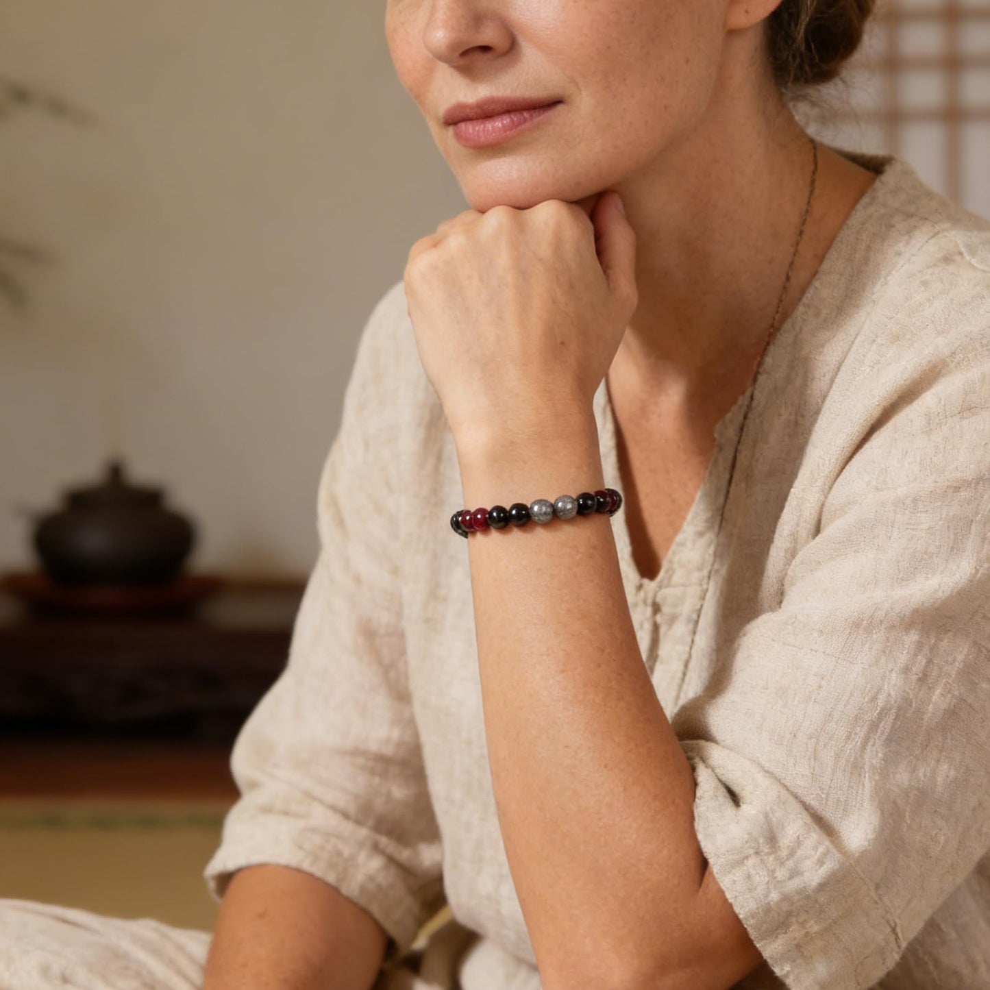 Someki Menopause Bracelet for Women Natural Stone Stress Anxiety Relief Healing Bracelet Beaded Bracelets Wellness Jewelry Birthday Gift for Her