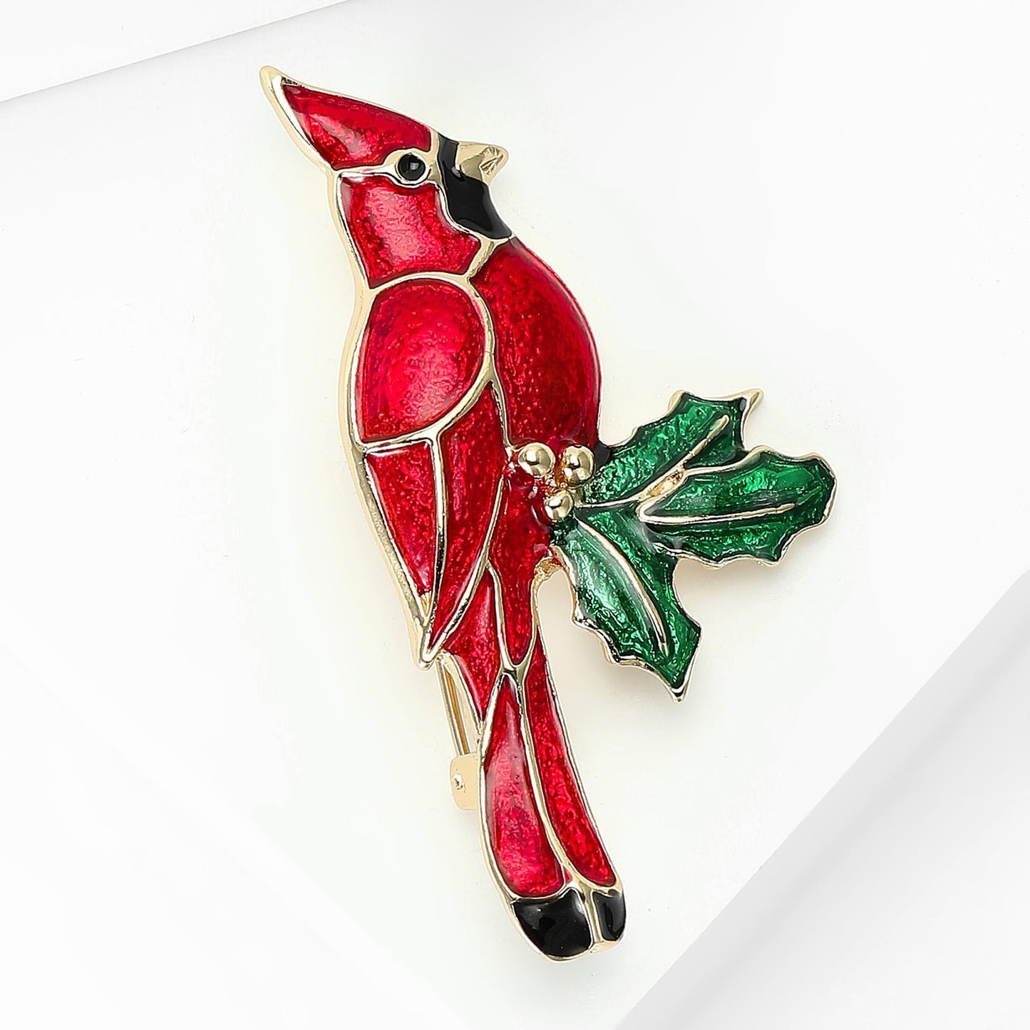 Red Cardinal Brooch for Women Enamel Red Cardinal Pin Bird Brooch Birthday Holiday Gift for Girlfriend Wife Mother