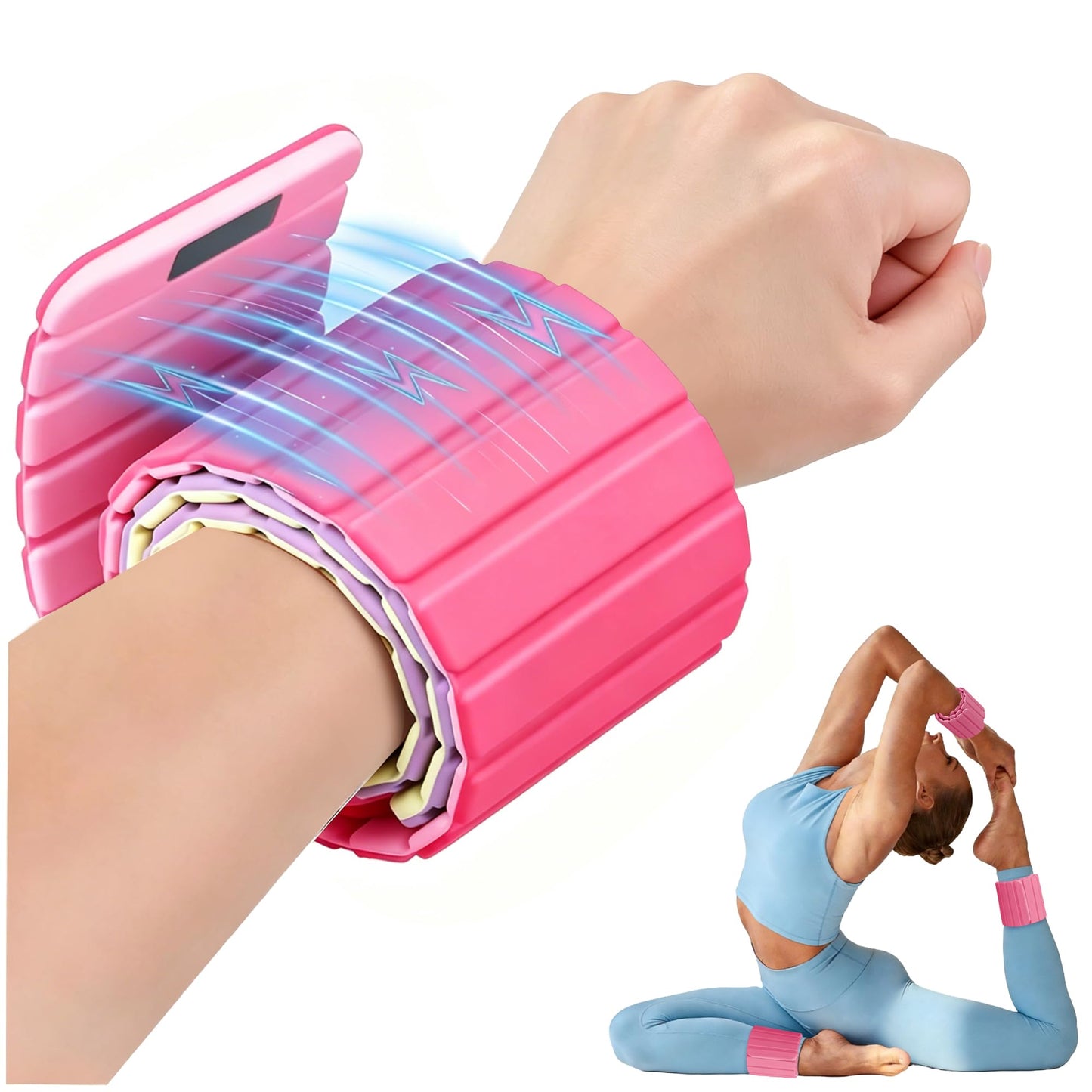 BECOJADDE Wrist Weights Ankle Weights for Women 1 Pair (1.1 lb Each) Silicone Magnetic Leg Arm Weighted Bracelet for Home Yoga Pilates Gym Workout Walking Jogging, Pink Blush
